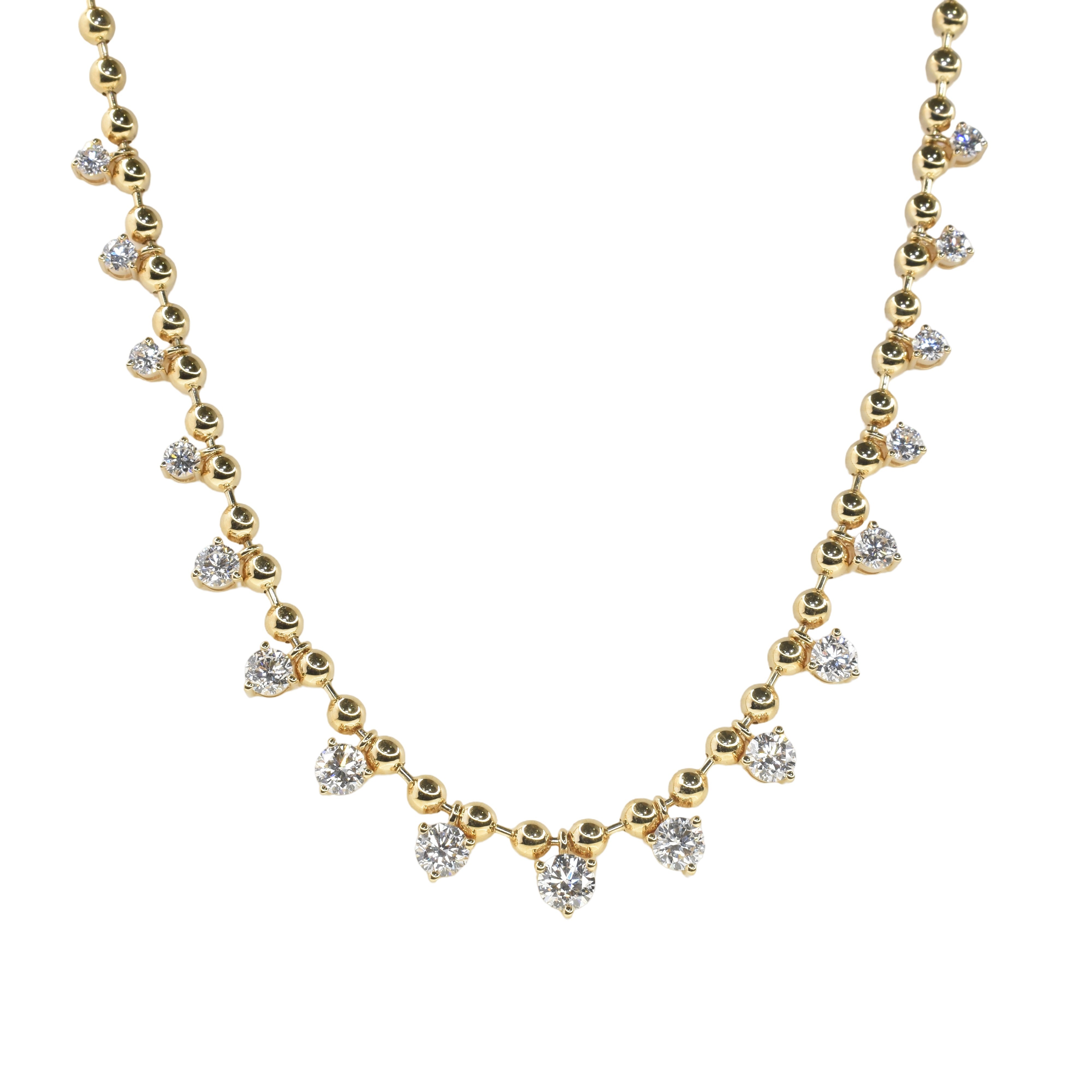 Lab Grown Diamond Drop Beaded Necklace