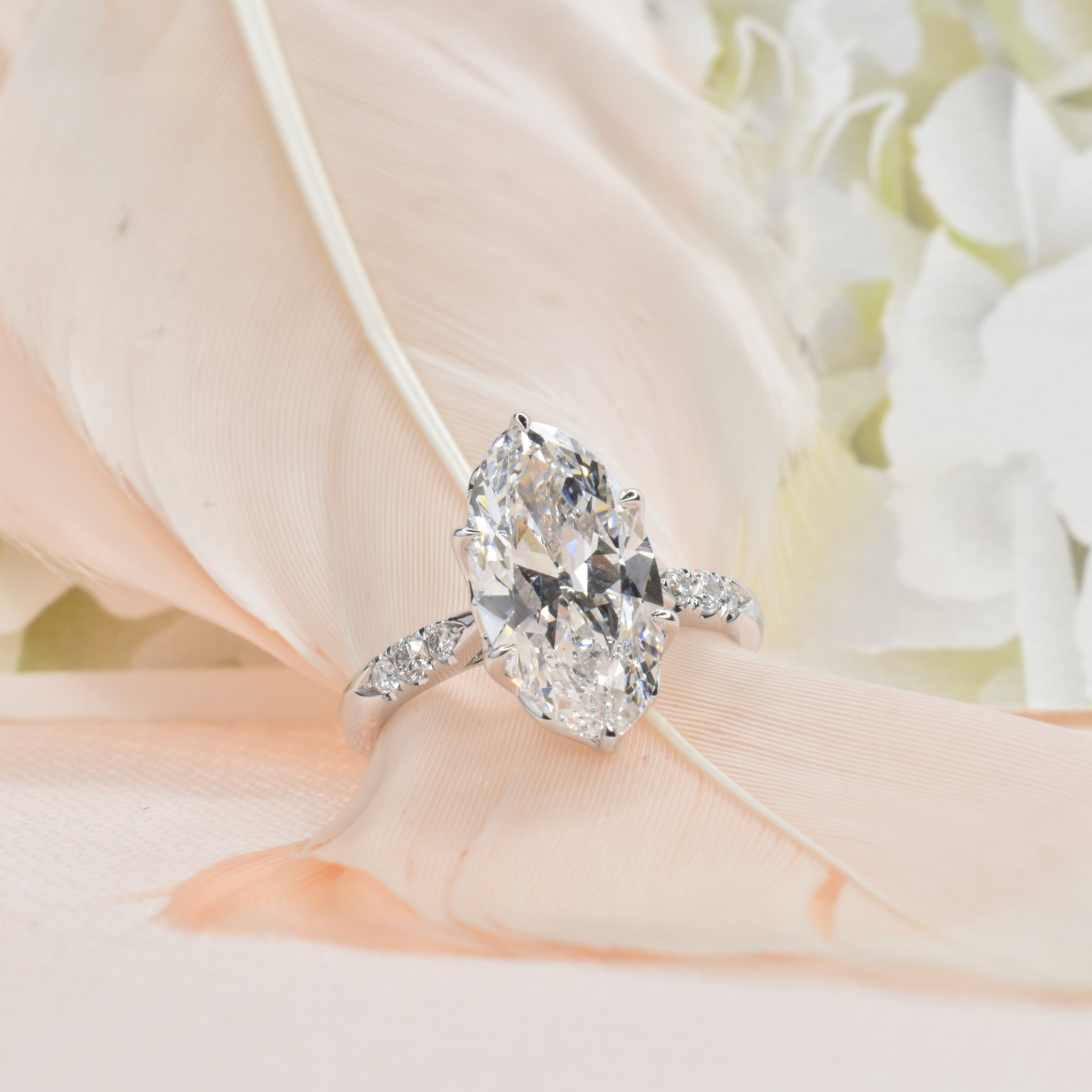3ct Lab Grown Moval Diamond Ring