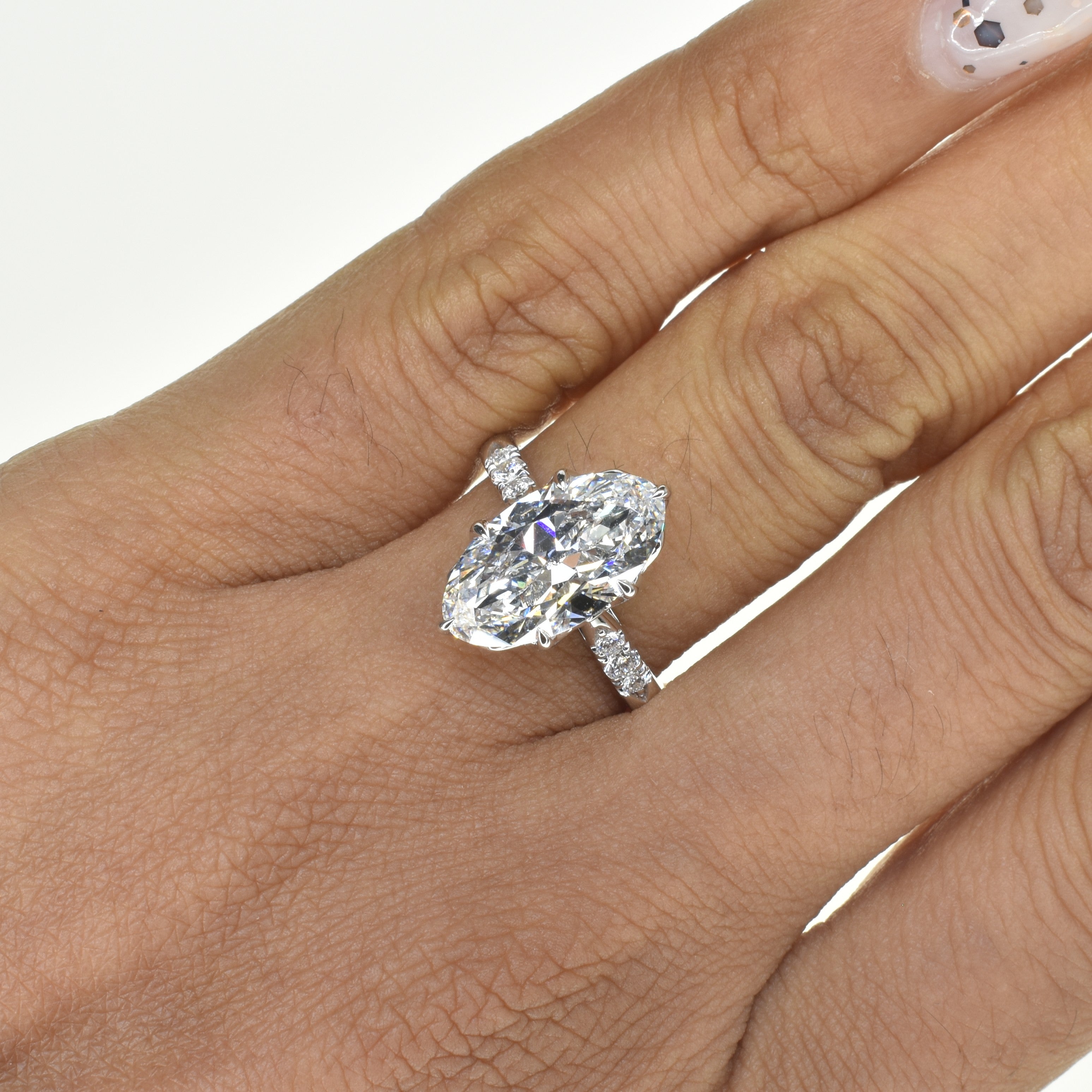 3ct Lab Grown Moval Diamond Ring
