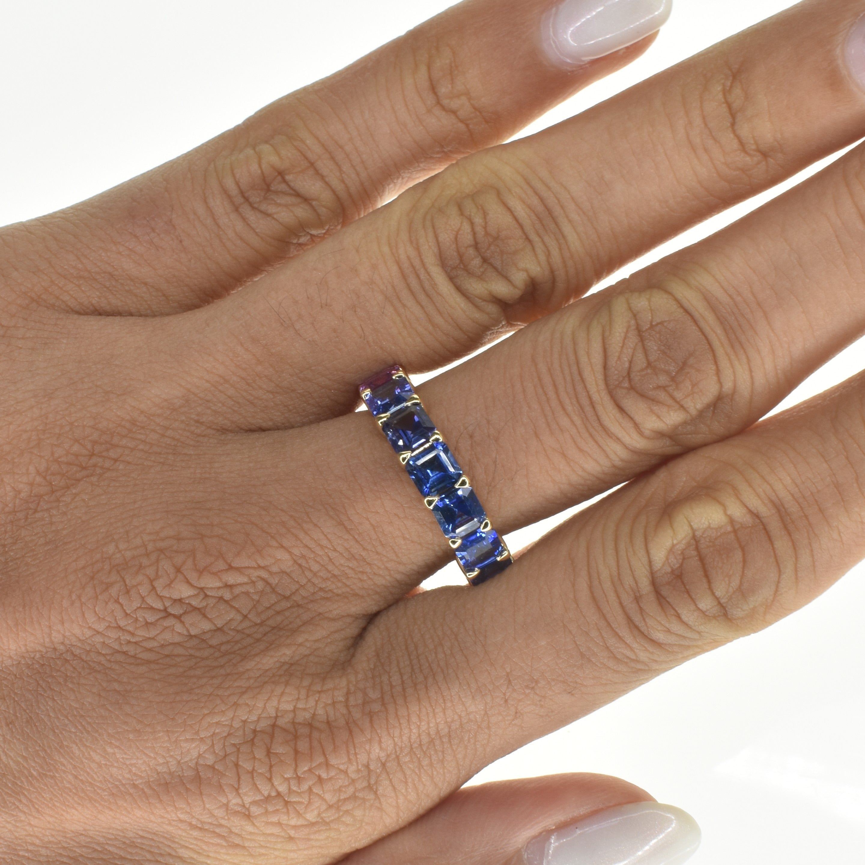 Asscher Cut Sapphire Eternity Band