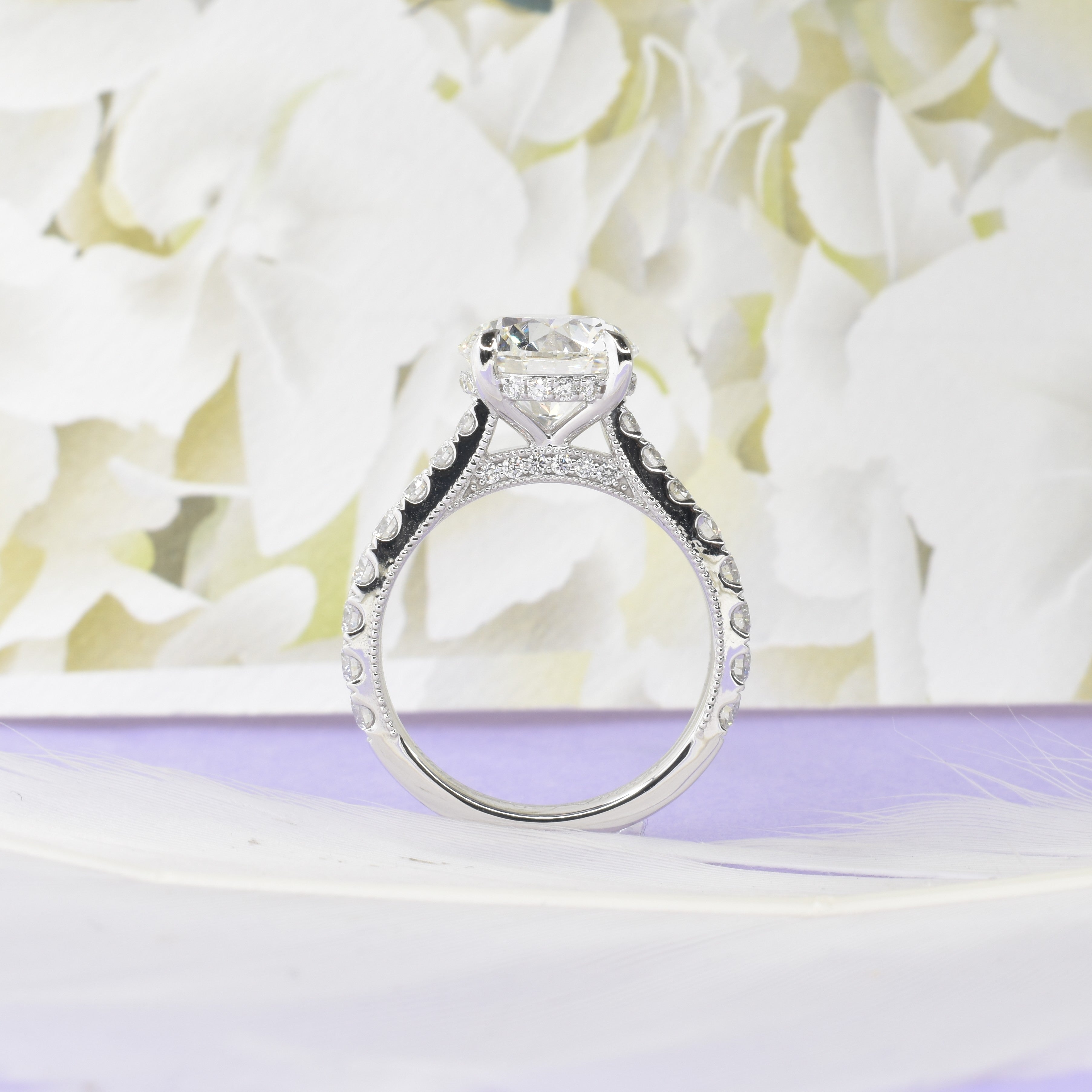 2.5ct Round Diamond Ring with Diamond Band