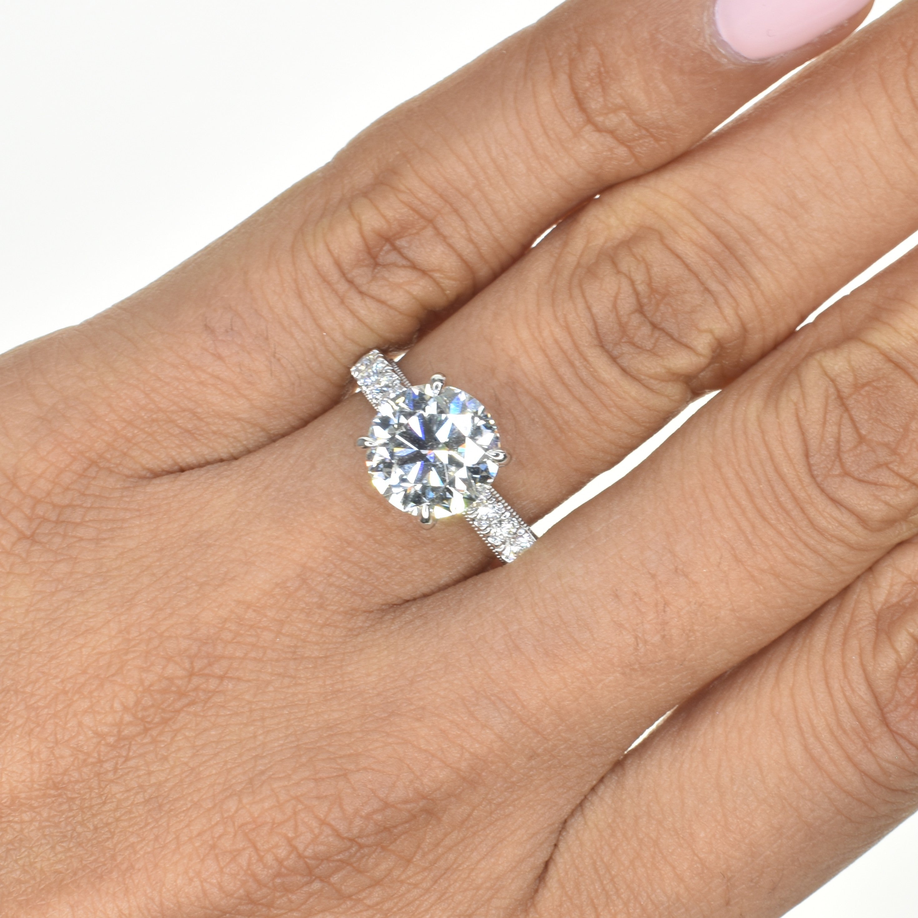 2.5ct Round Diamond Ring with Diamond Band