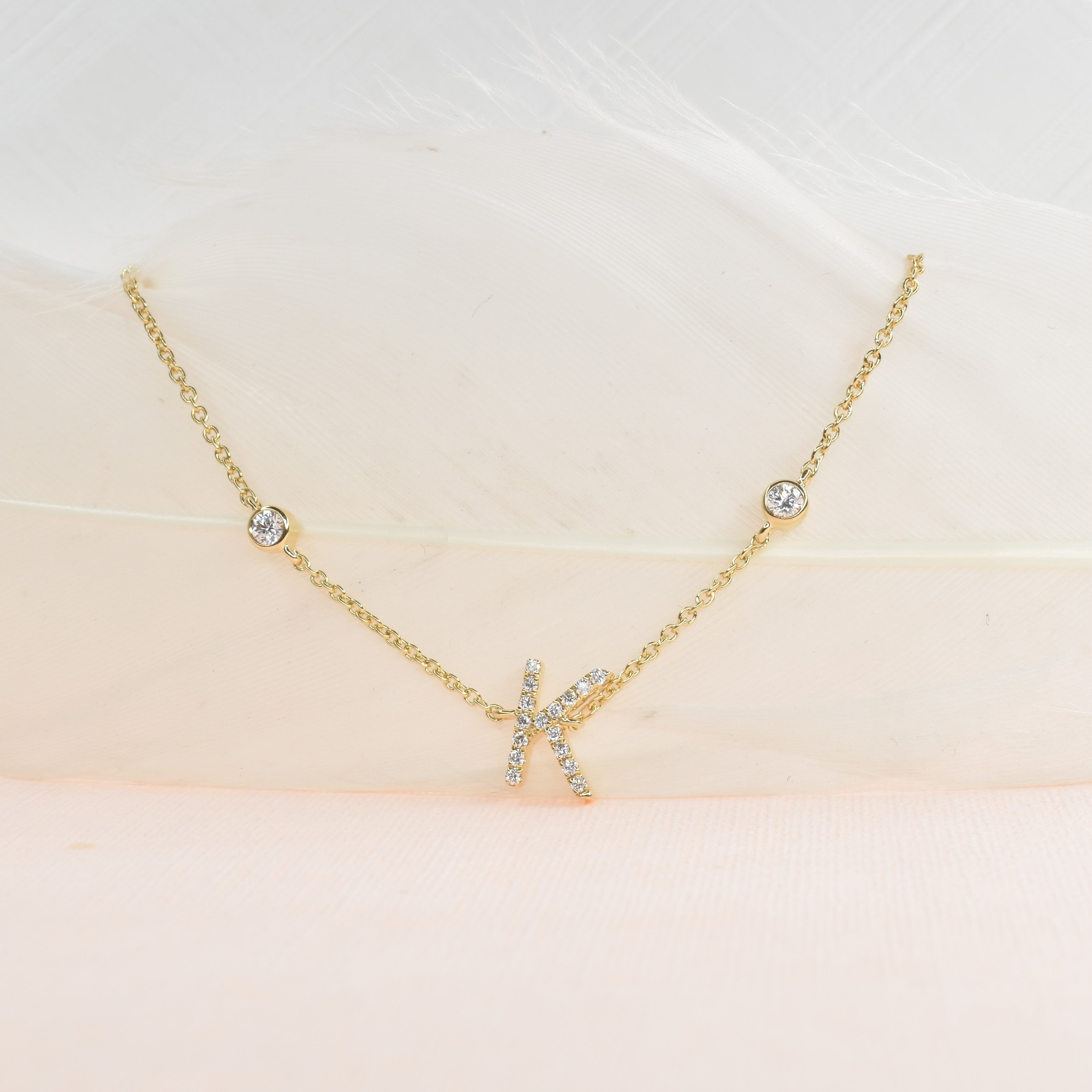 Chain Bracelet with Diamond Studded Initial