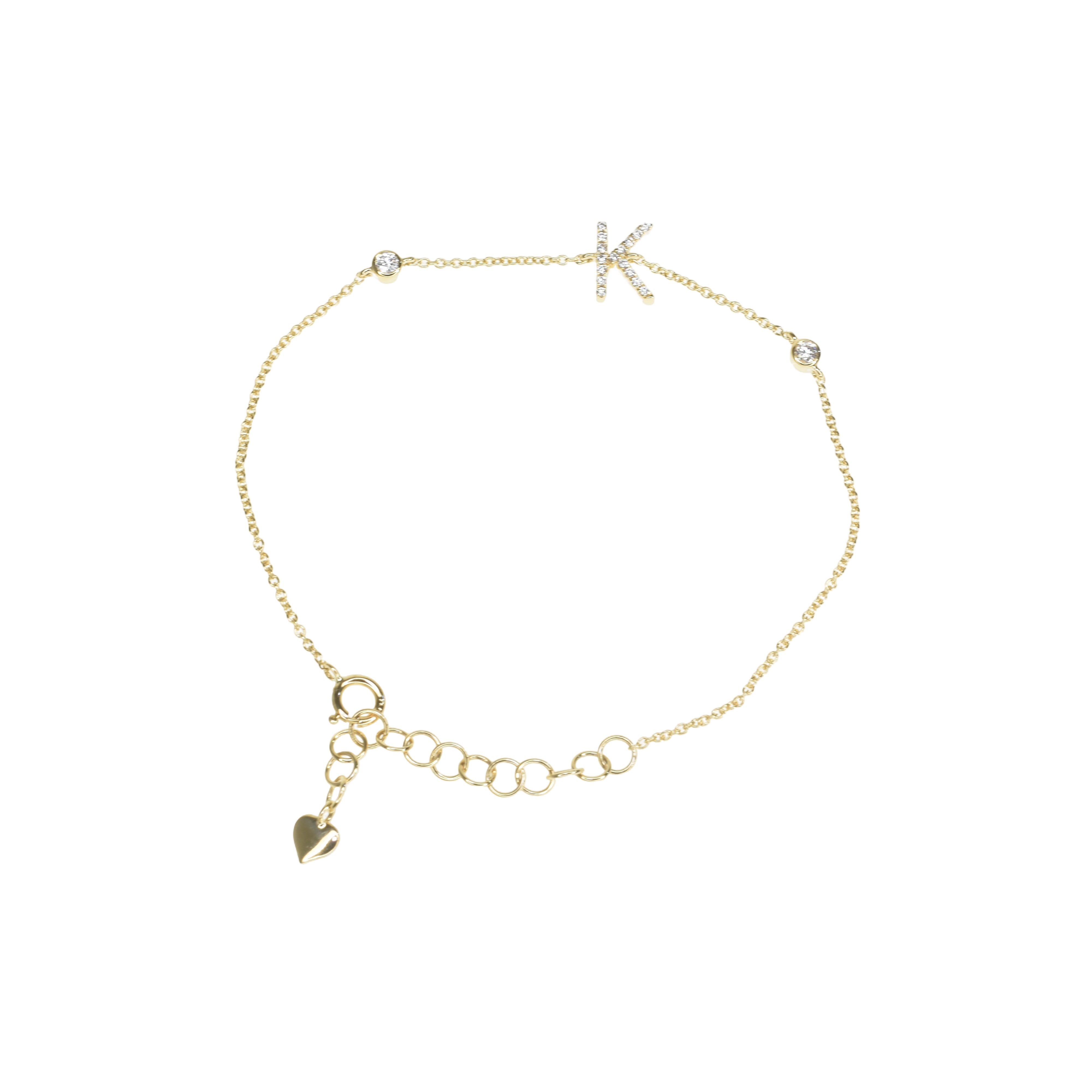 Chain Bracelet with Diamond Studded Initial