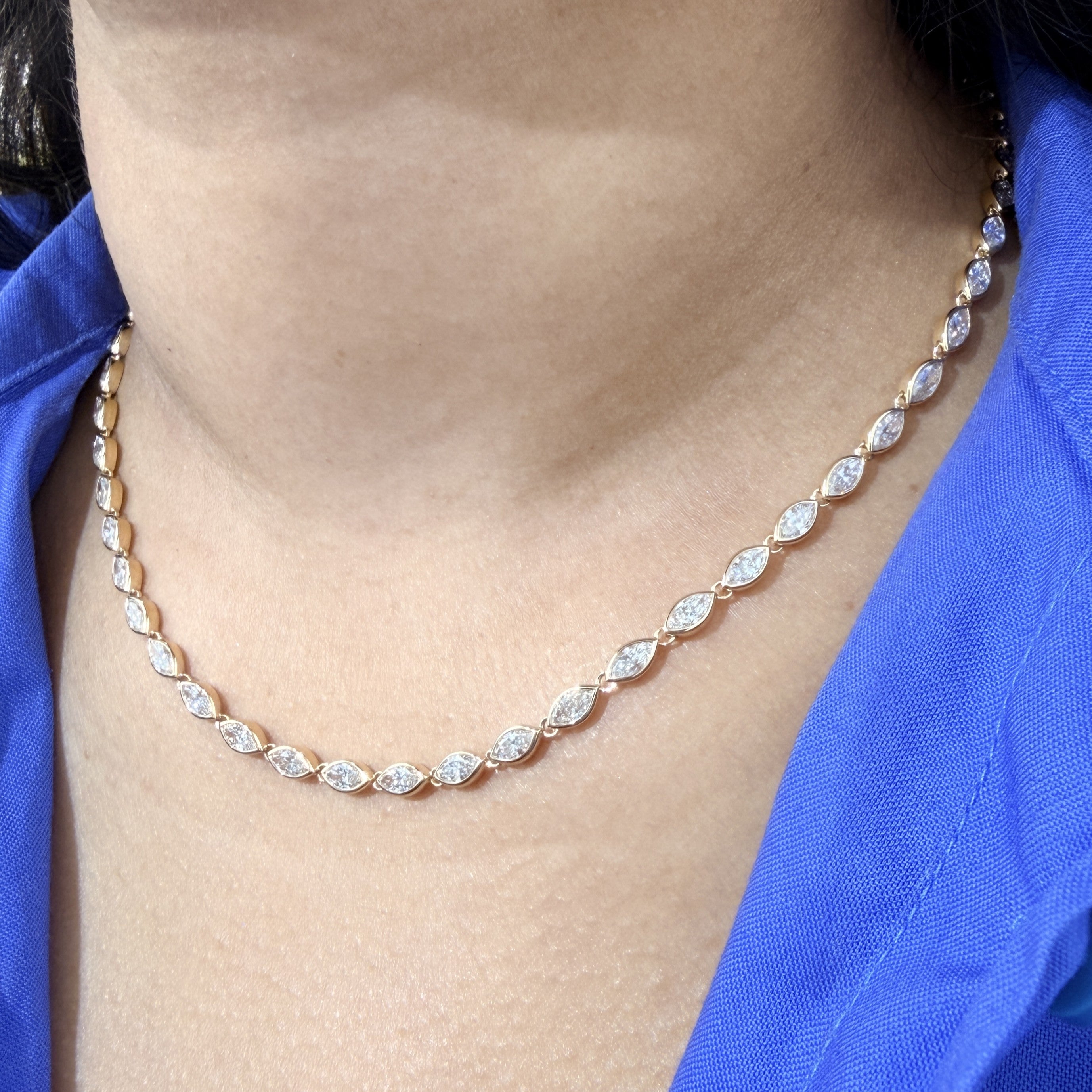 Lab Grown Marquise Diamond Tennis Necklace
