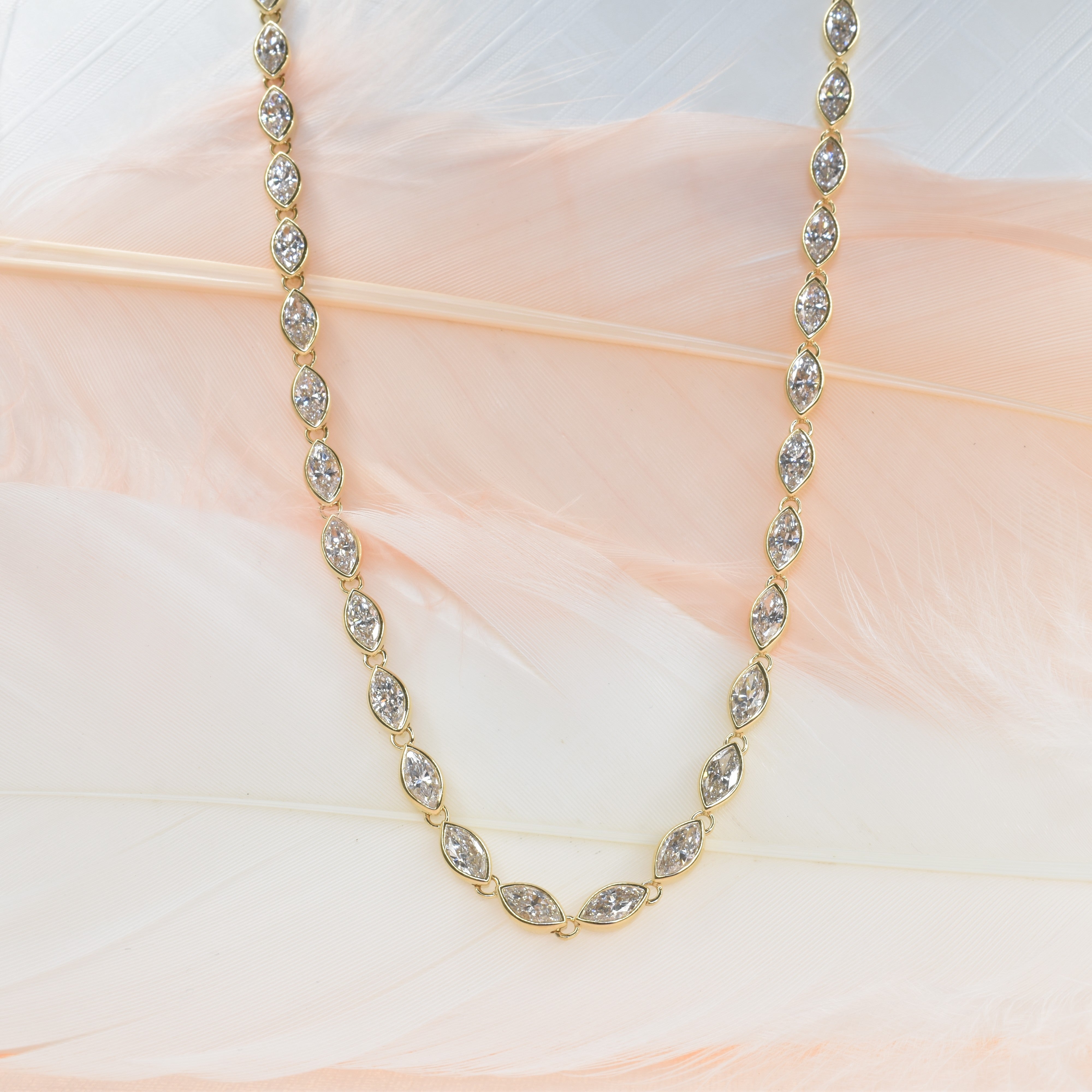 Lab Grown Marquise Diamond Tennis Necklace