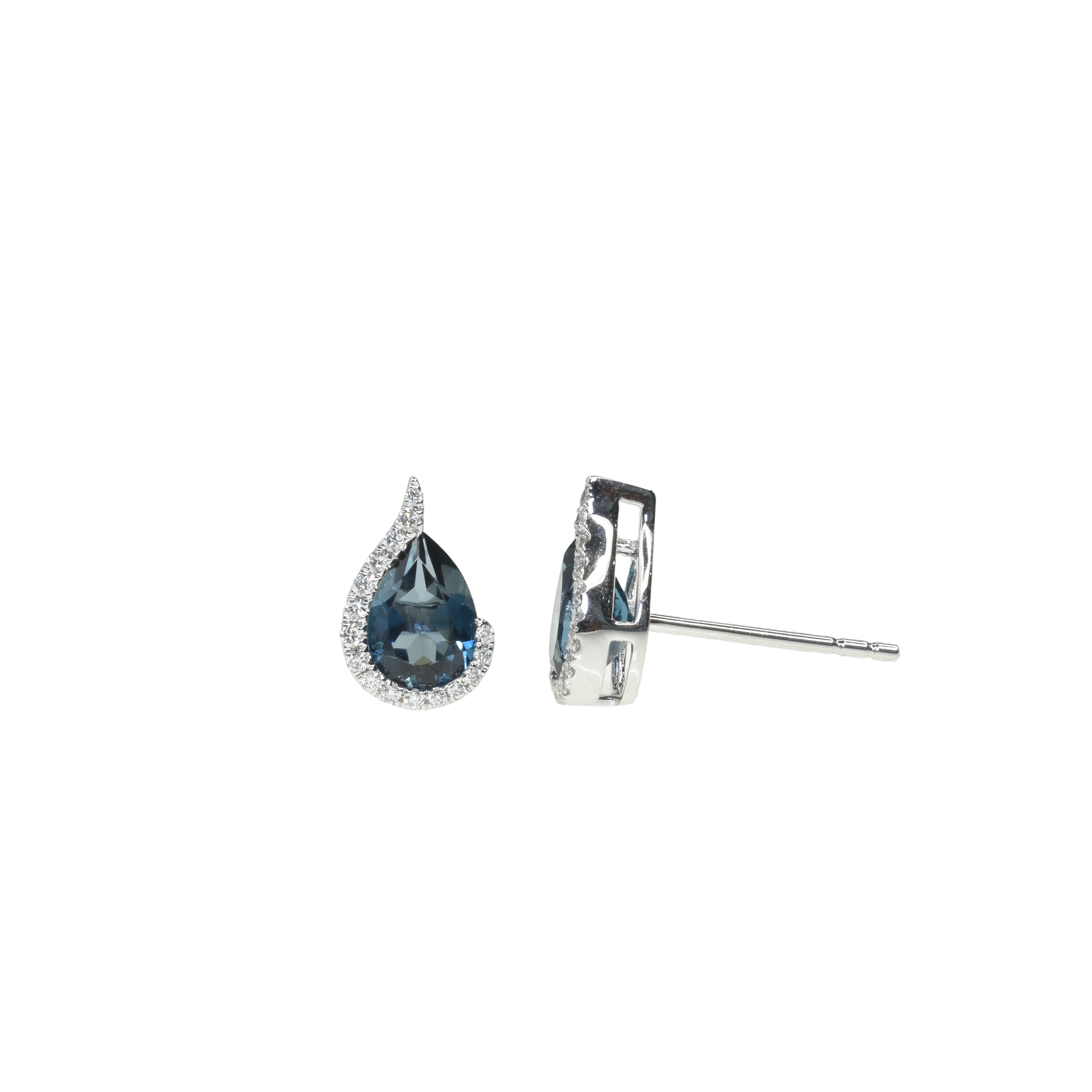 Pear Shape London blue topaz and diamonds earrings