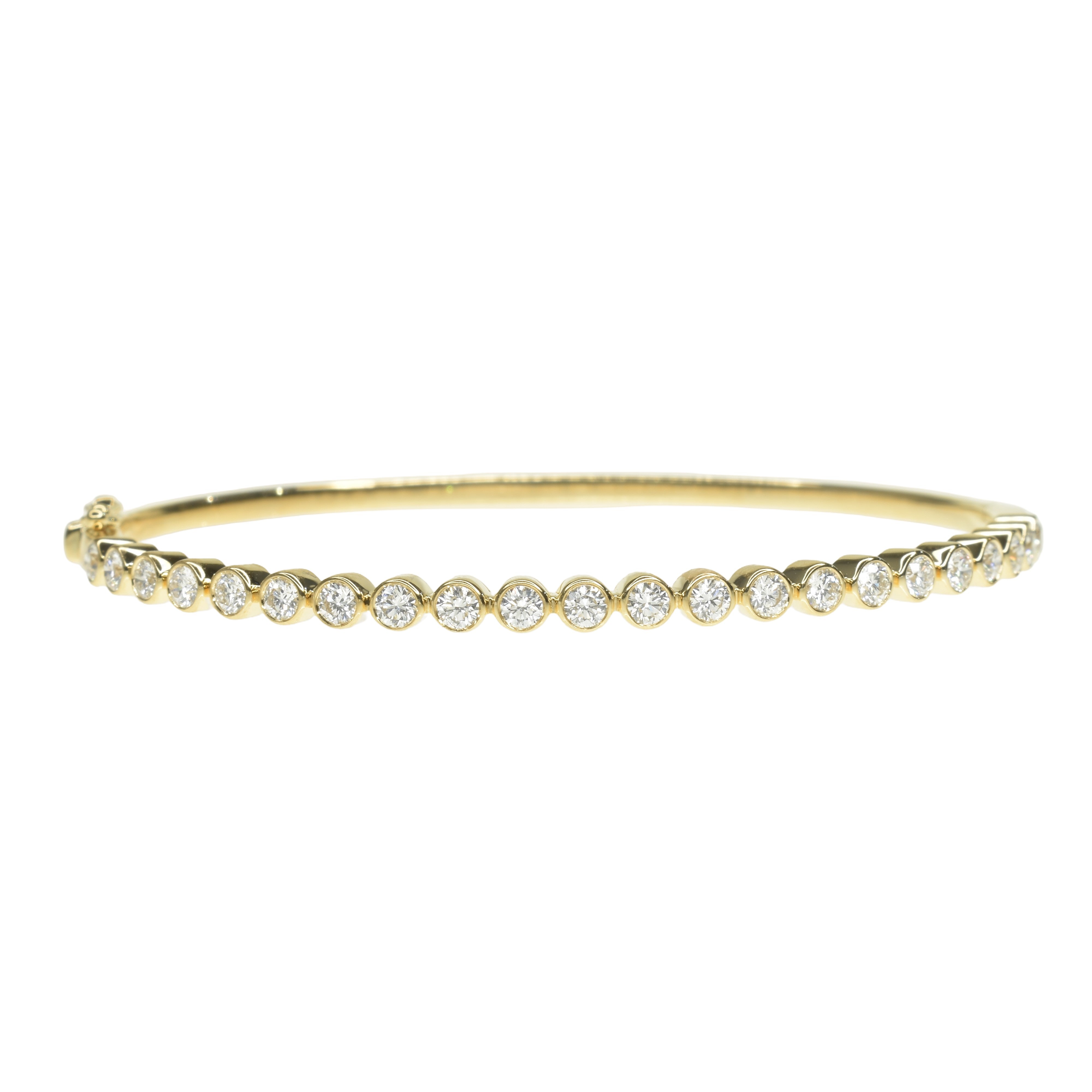 Bezel Set Gold Bangle with Diamonds
