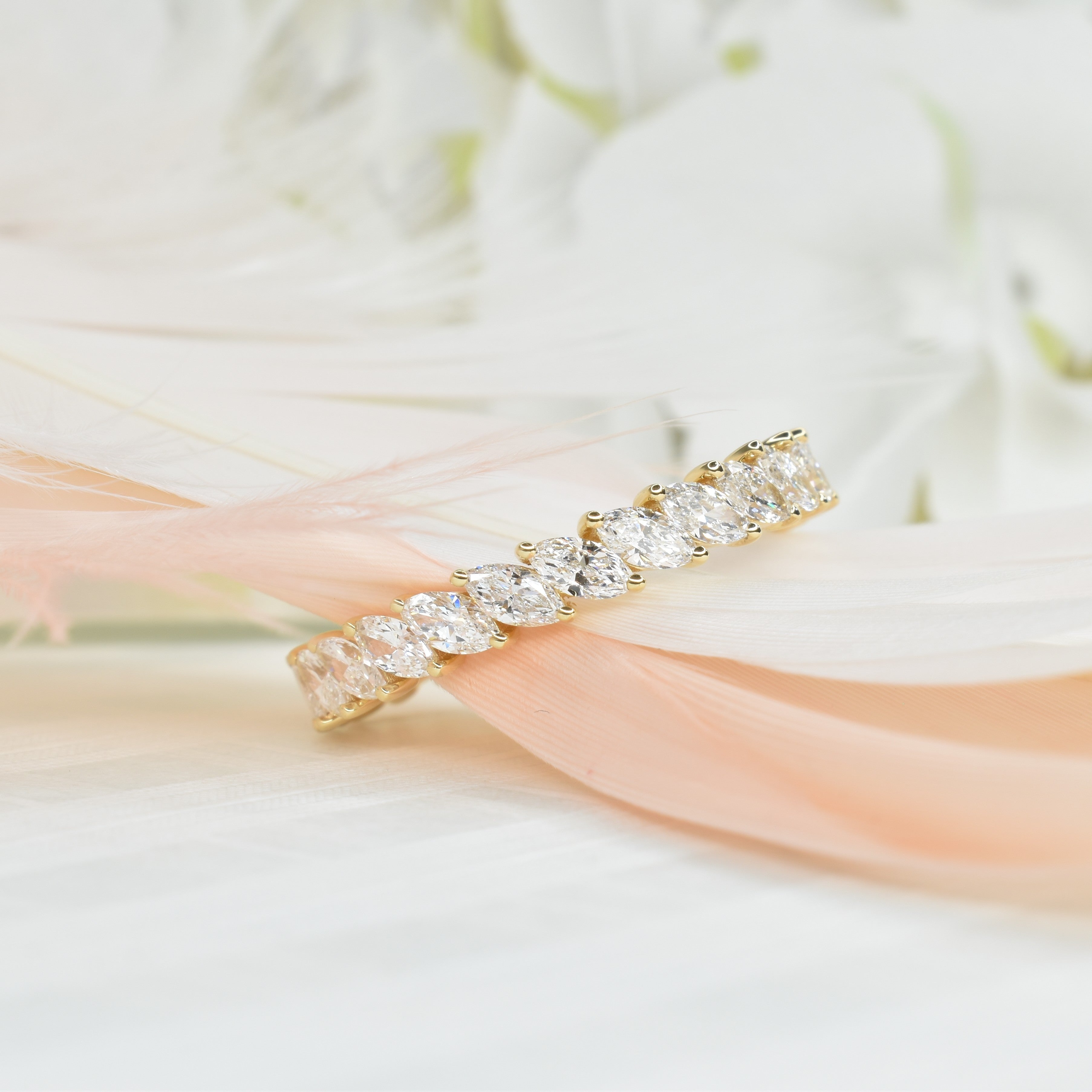 Lab grown Marquise Cut Sideways 0.06ct each Eternity Band