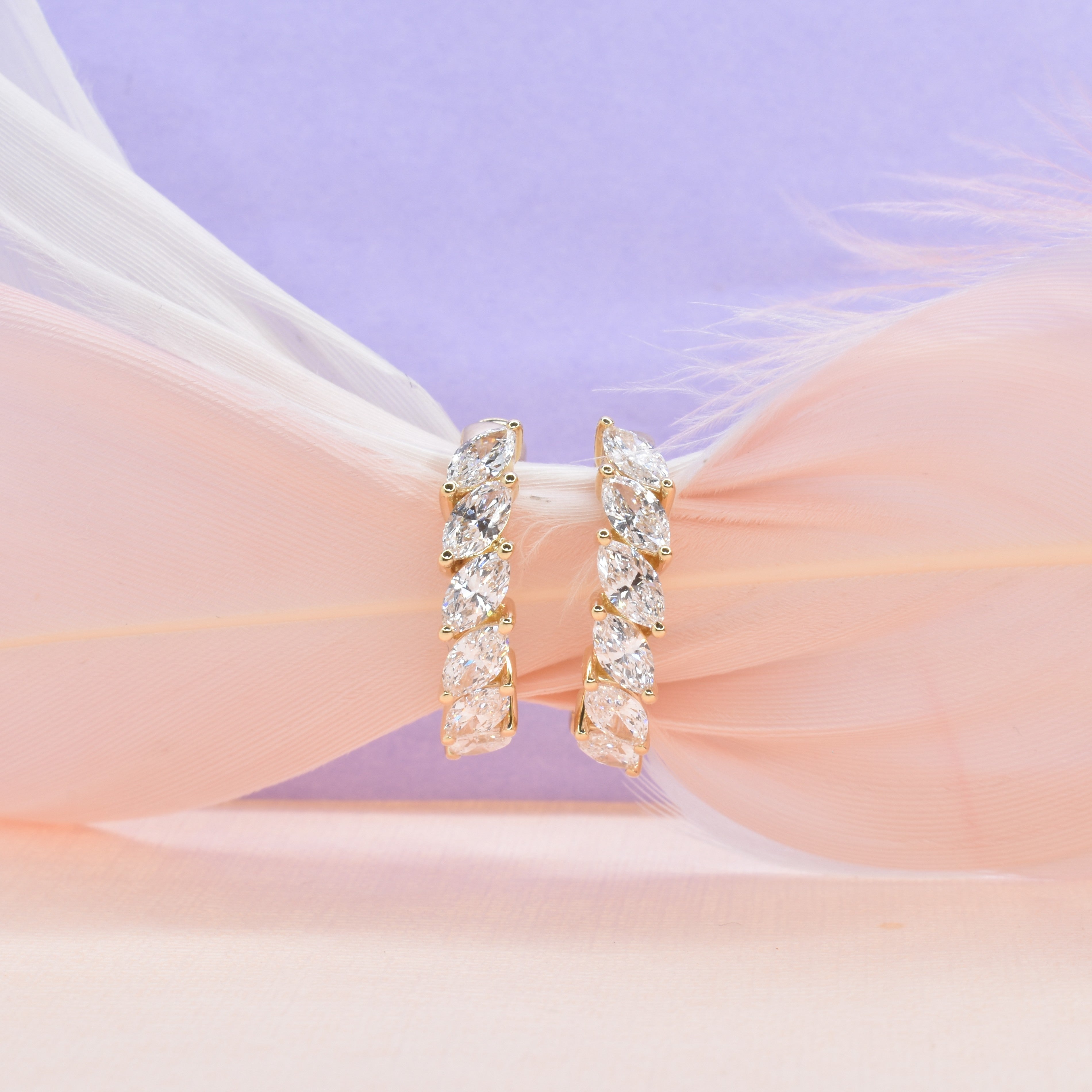 Lab Grown Marquise Diamond Hoop Earring