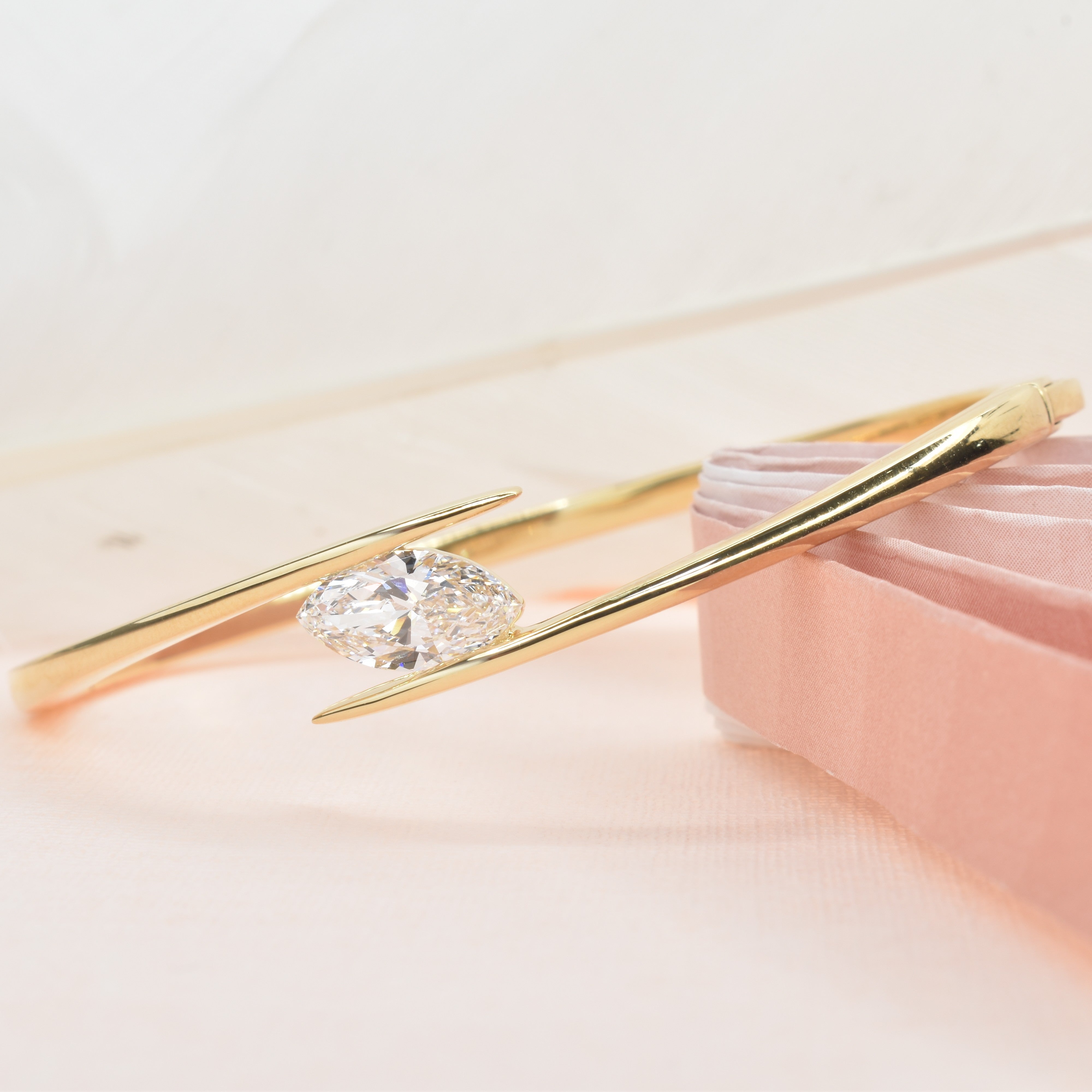 Lab Grown Marquise Diamond Twisted Bangle