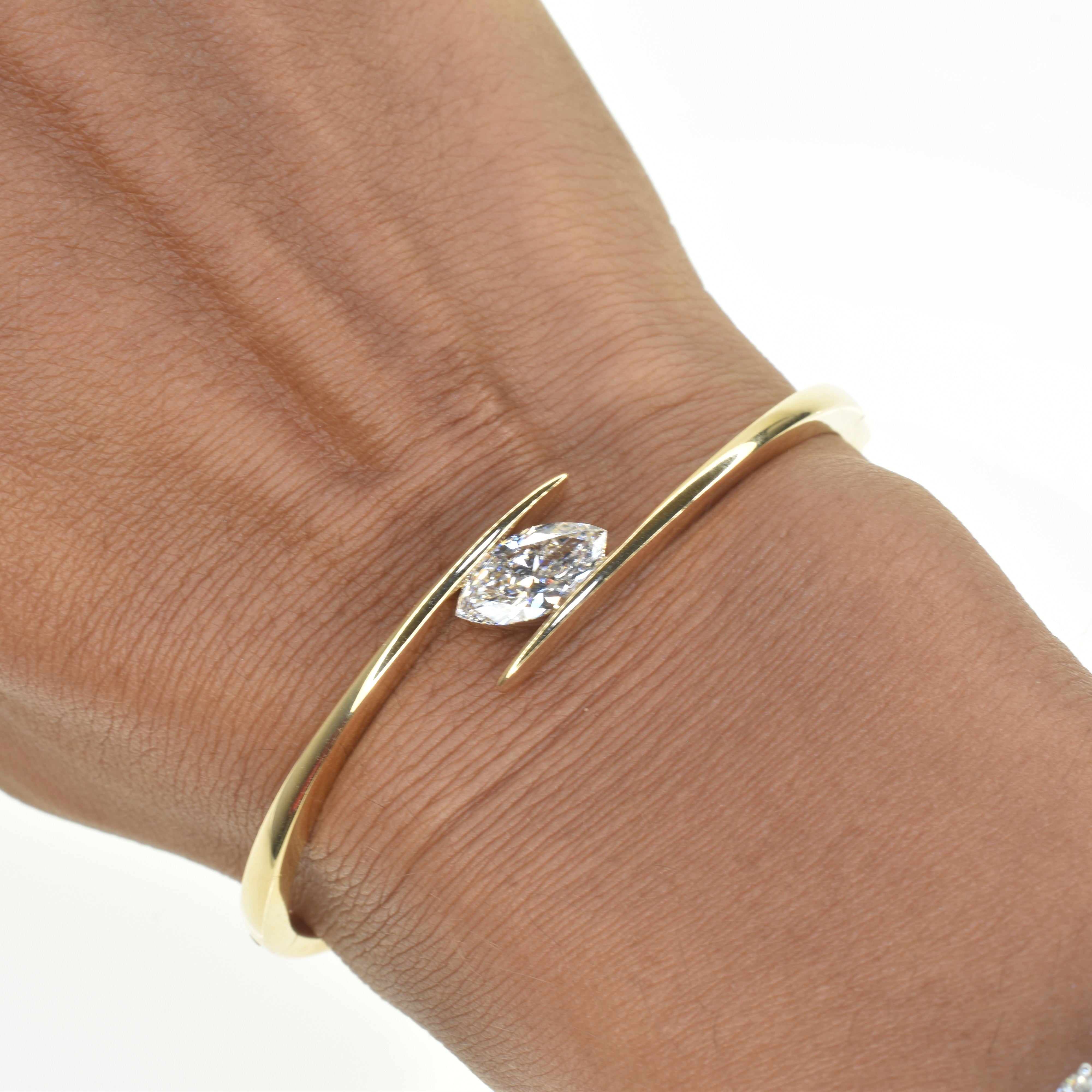 Lab Grown Marquise Diamond Twisted Bangle