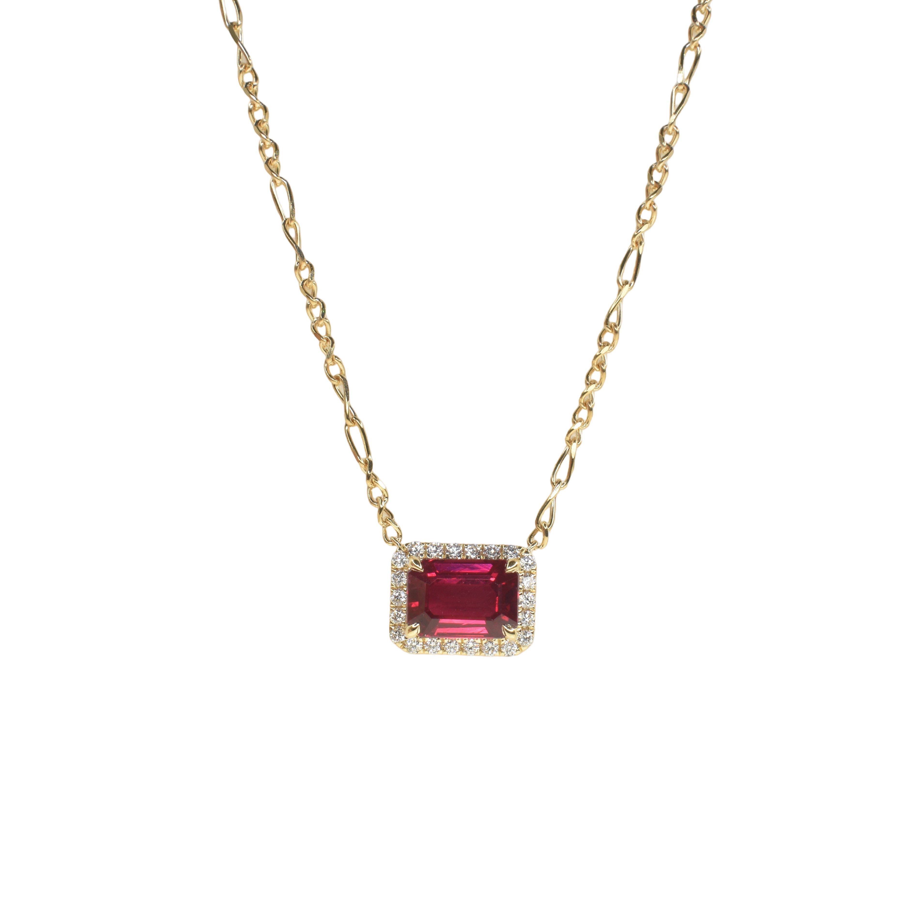 1.62ct Rectangle Burmese Ruby Necklace