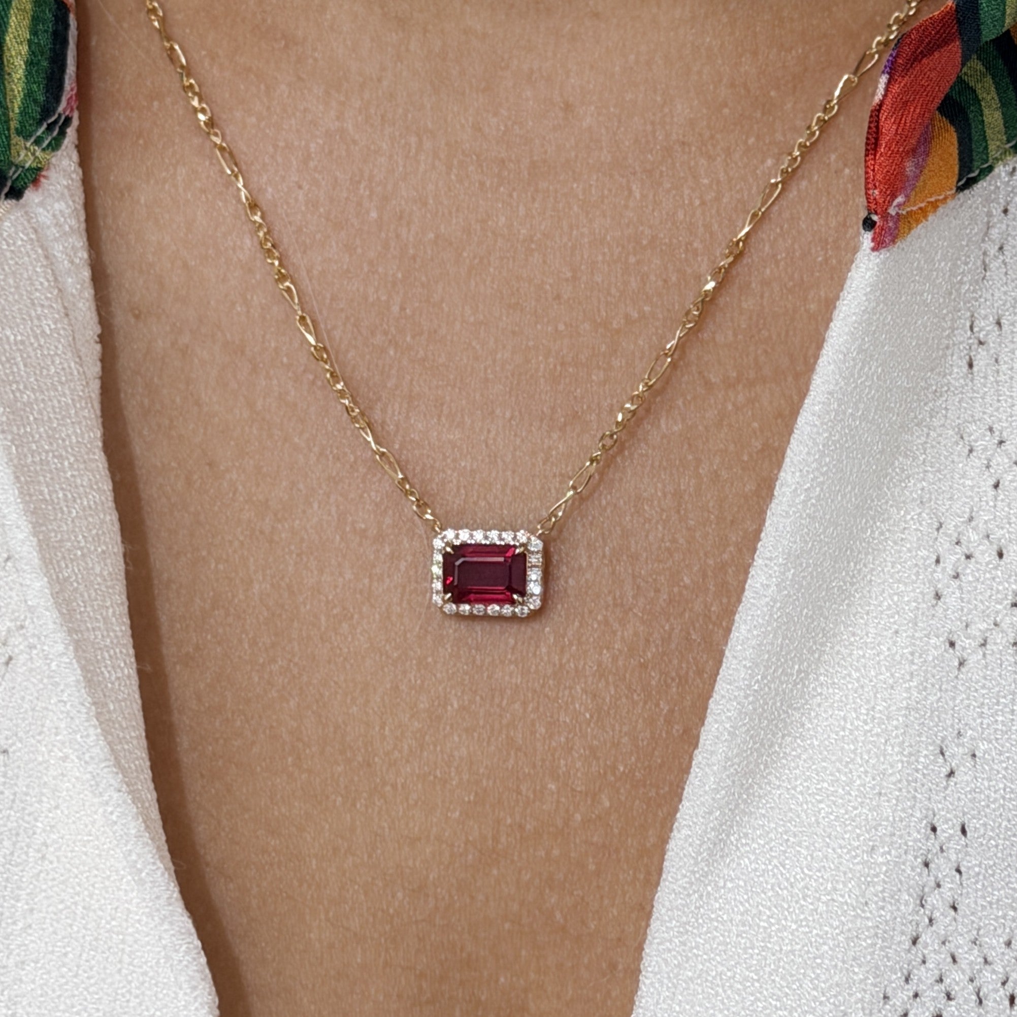 1.62ct Rectangle Burmese Ruby Necklace