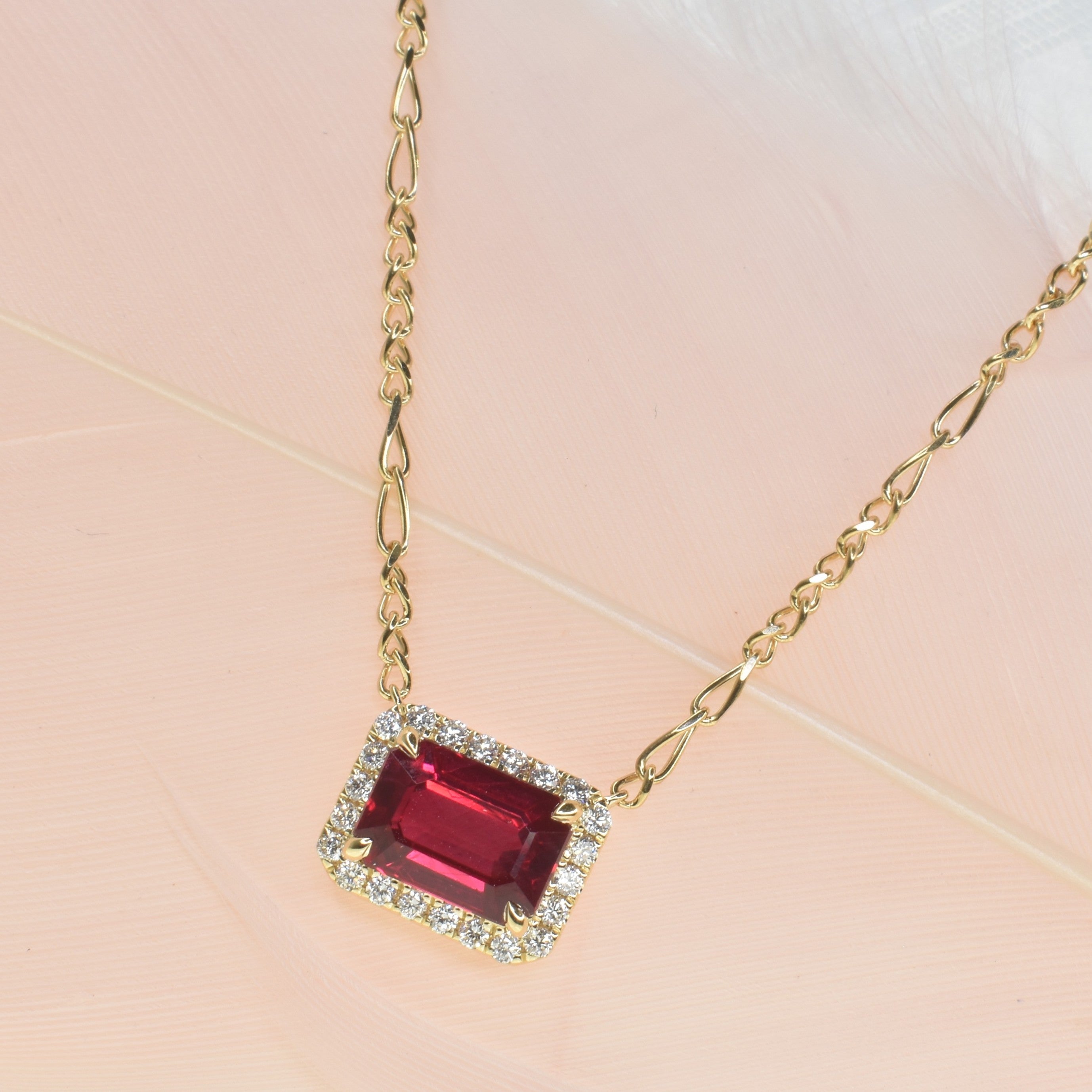 1.62ct Rectangle Burmese Ruby Necklace