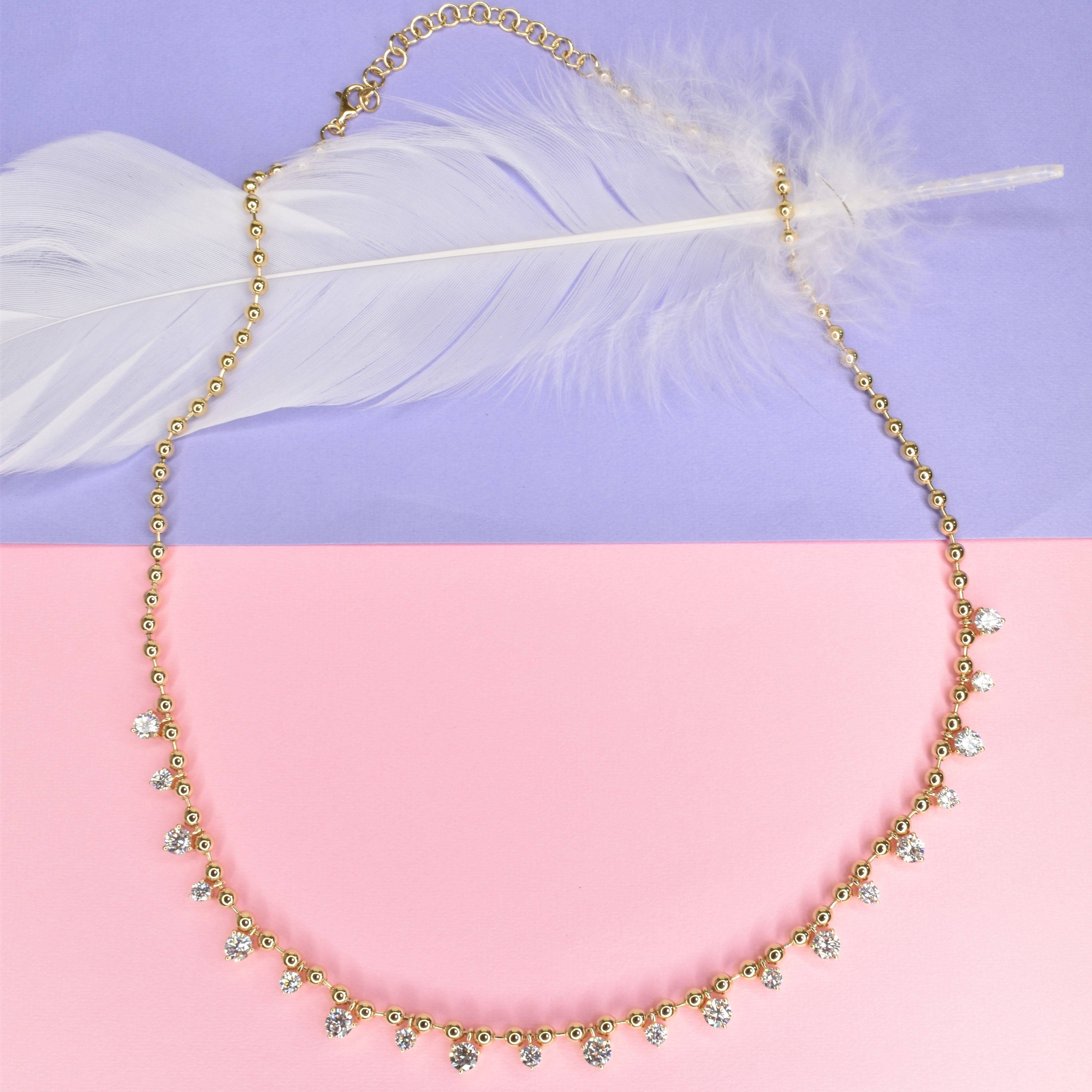 Lab Grown Diamond Drop Beaded Necklace