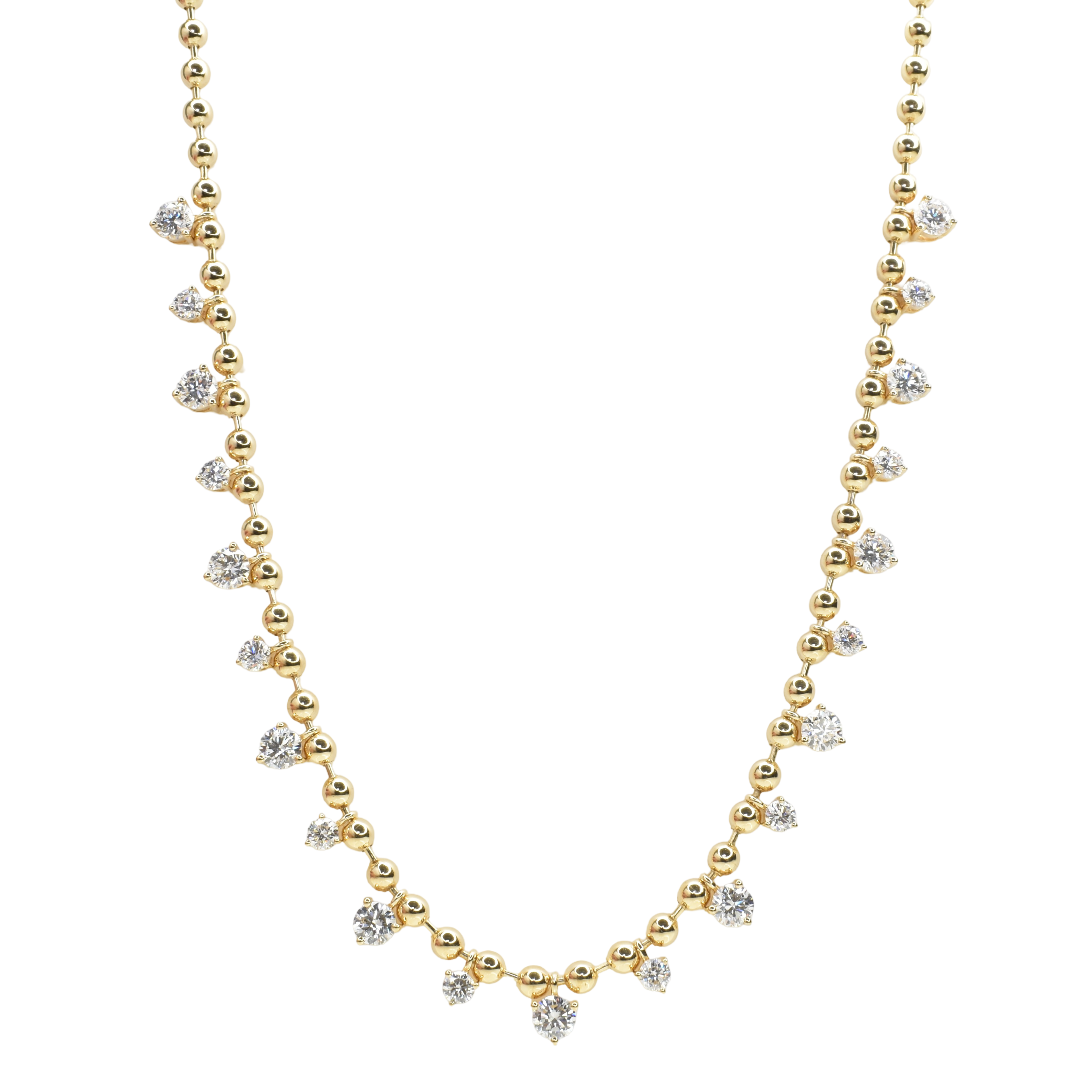Lab Grown Diamond Drop Beaded Necklace