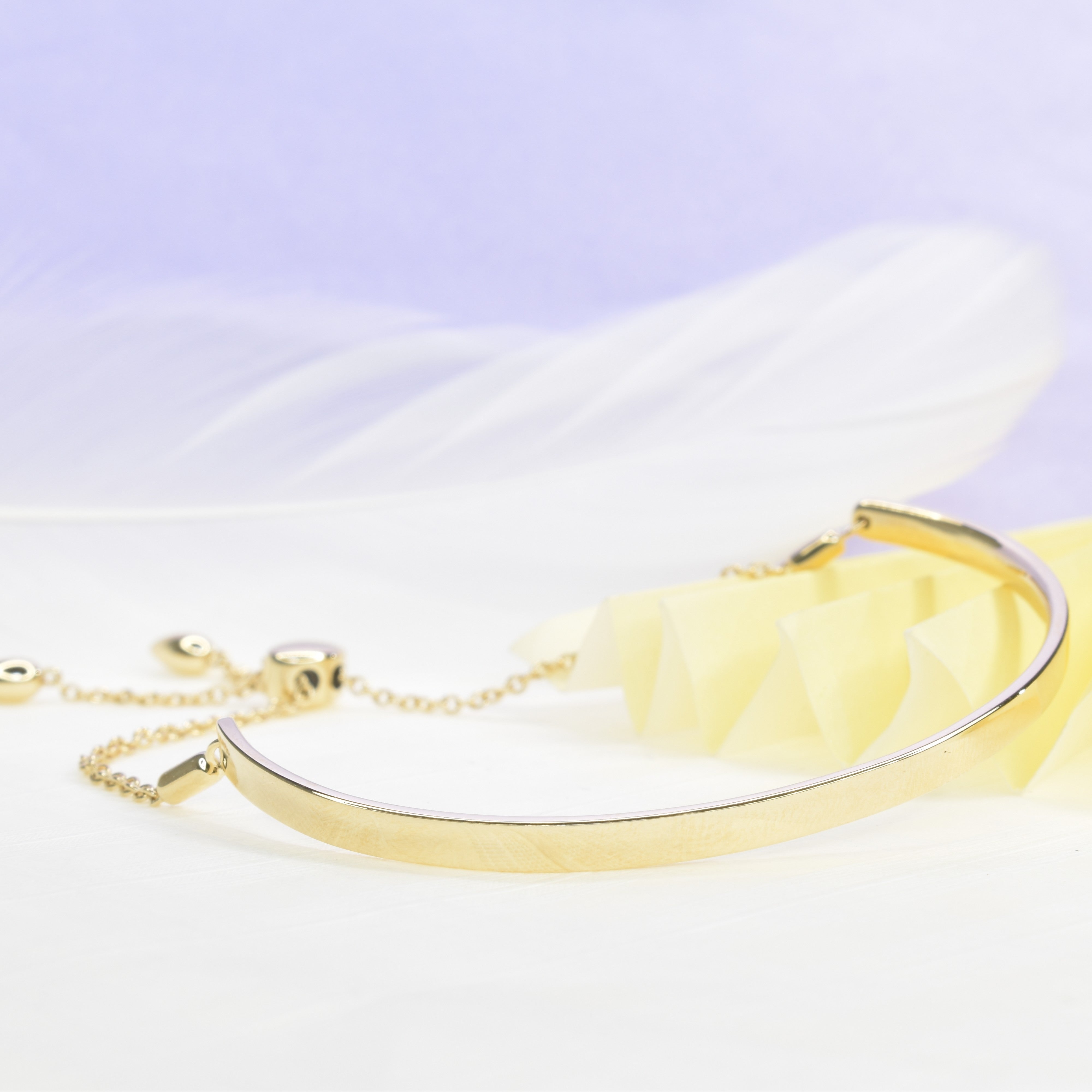 Gold Bar Bracelet with Bolo Chain