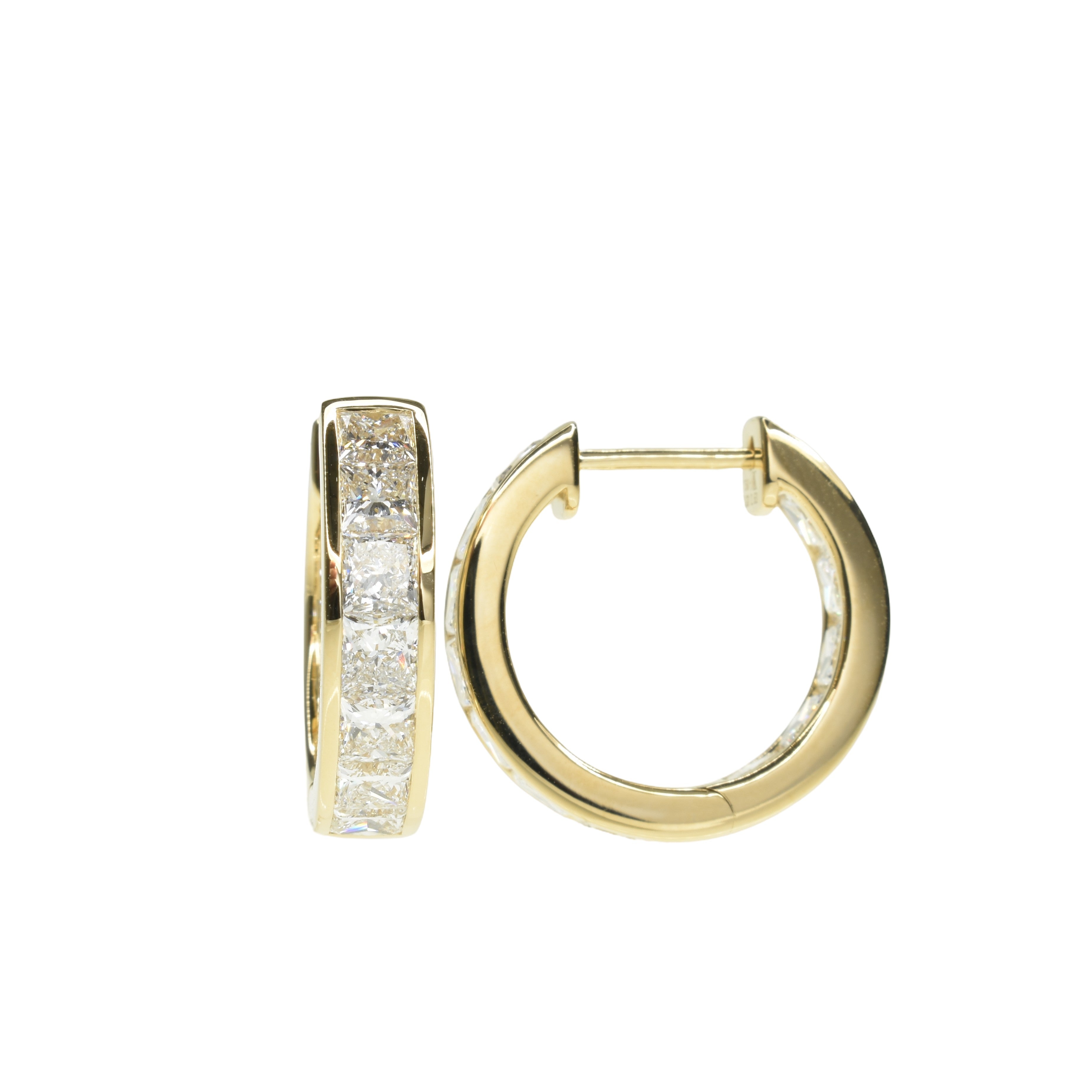 Lab Grown Diamond Front and Back Hoops with Channel Set Princess Cut Diamonds