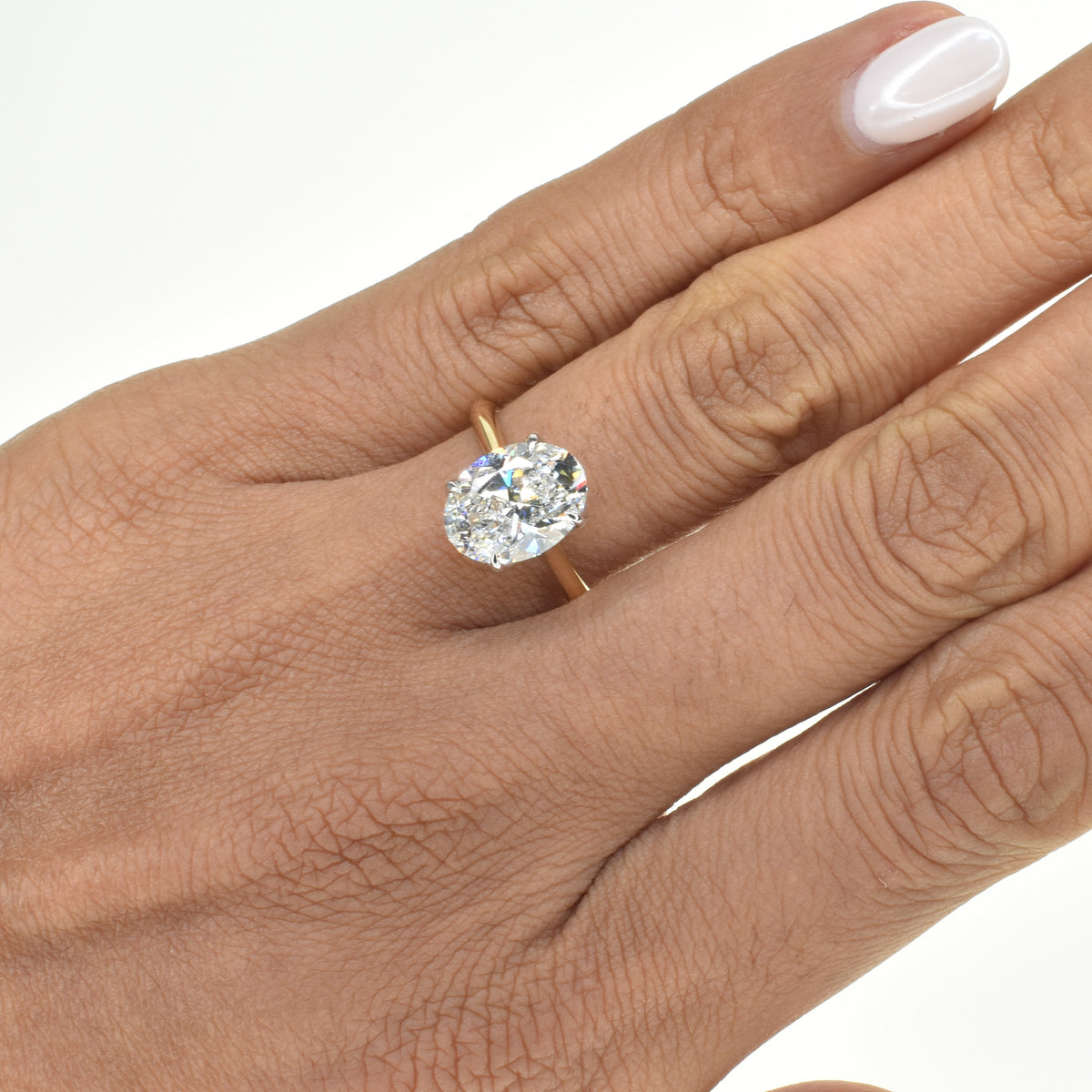 Oval Diamond Ring with Floral Basket