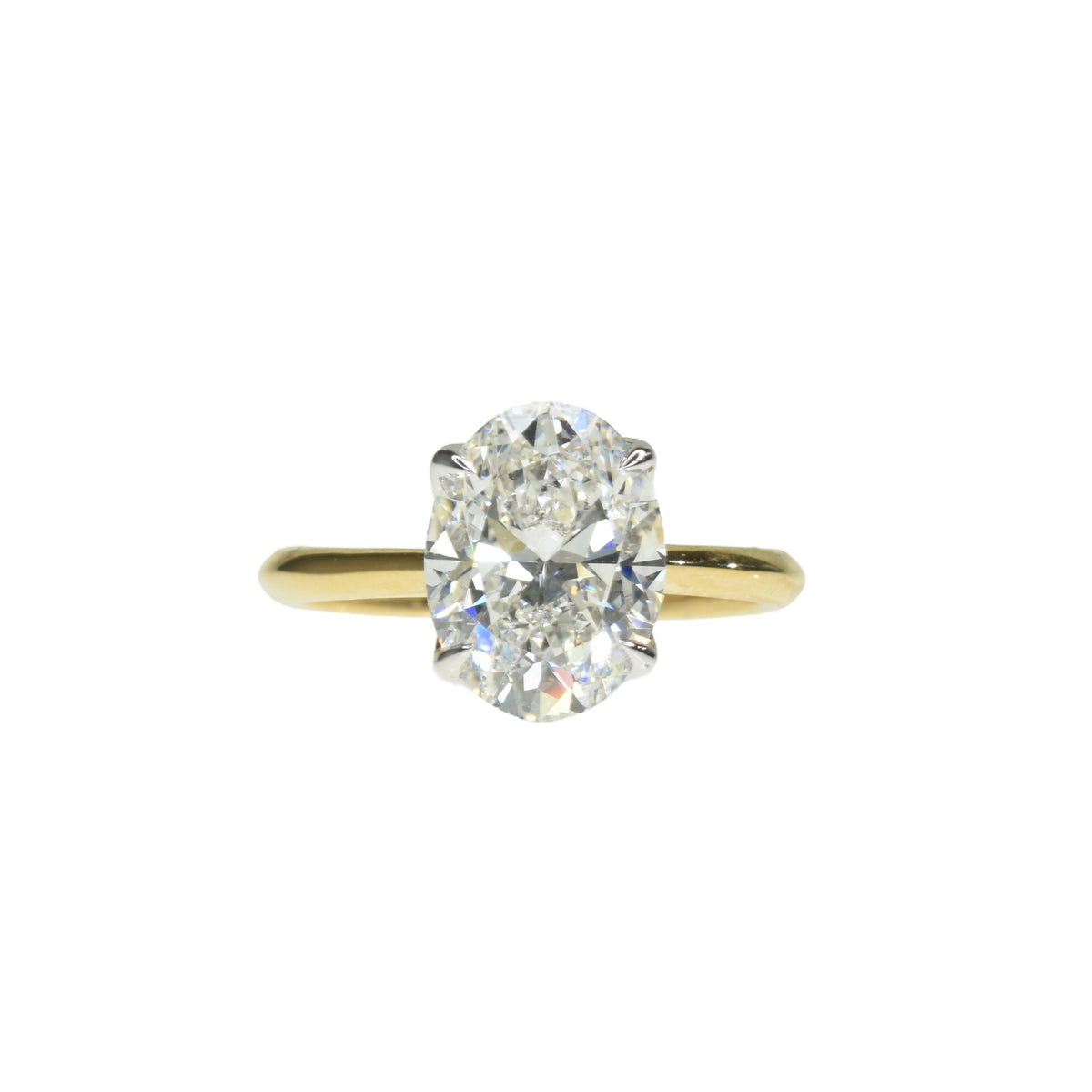Oval Diamond Ring with Floral Basket