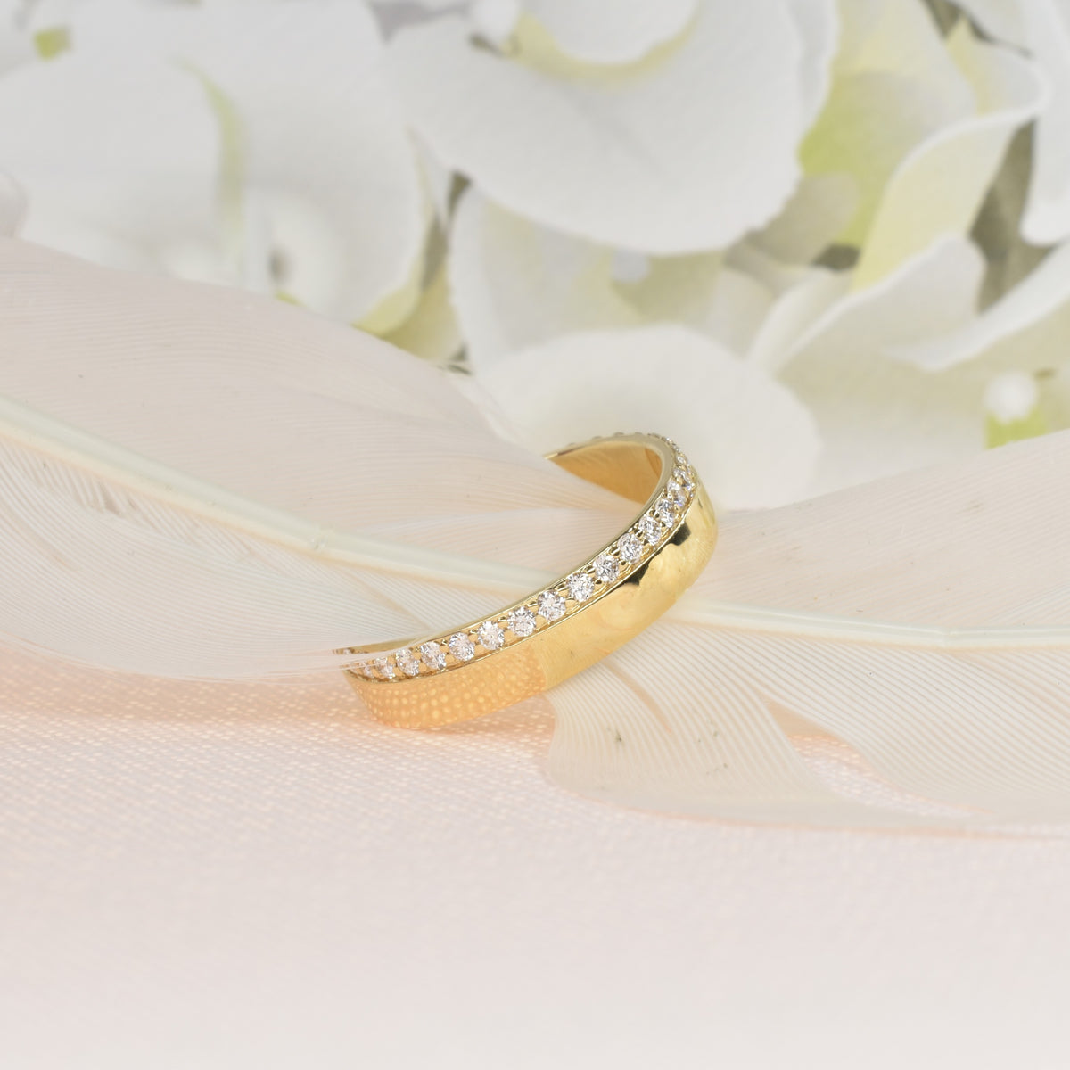 4mm Wide Gold Band with Diamonds