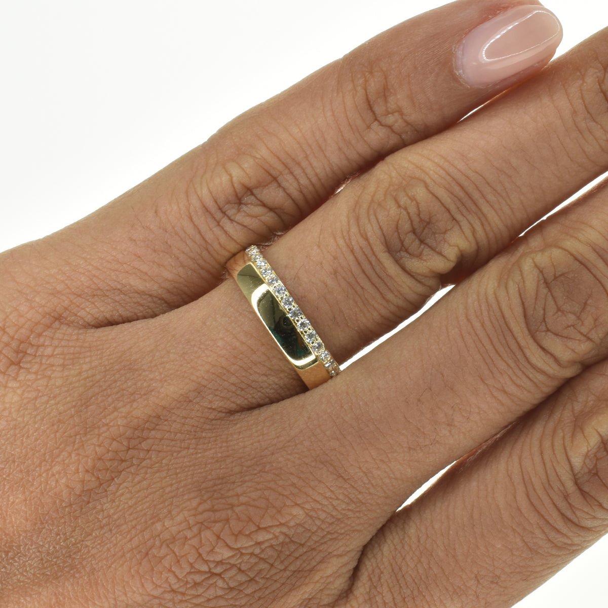 4mm Wide Gold Band with Diamonds