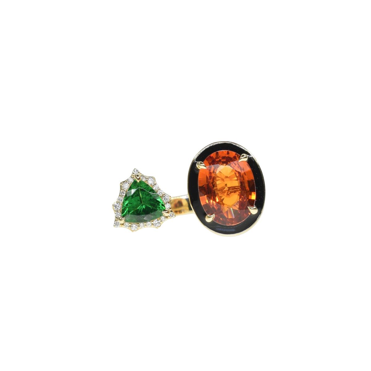 Orange Sapphire and Tsavorite Gemstone Ring