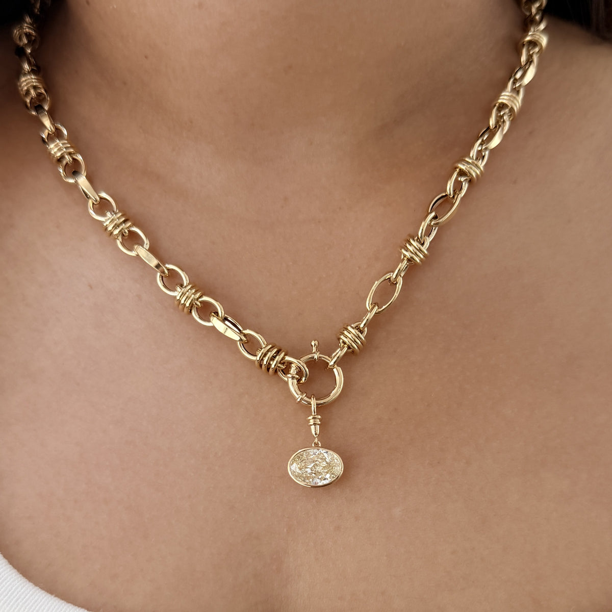 Yellow Oval Diamond Necklace