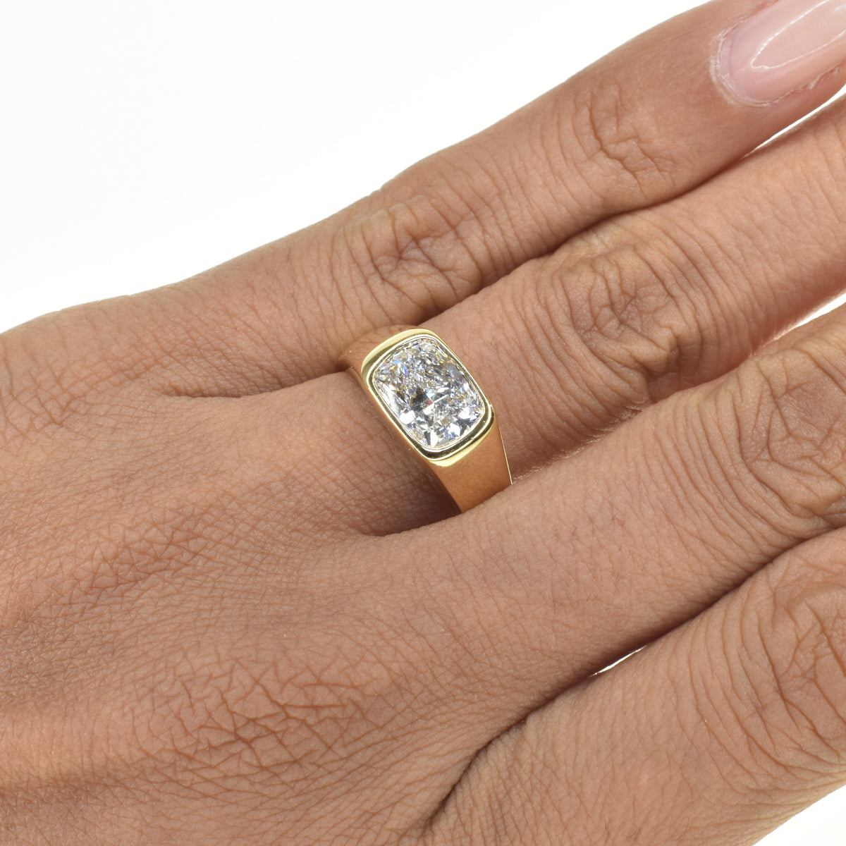 Sideways Set Cushion Diamond Engagement Ring