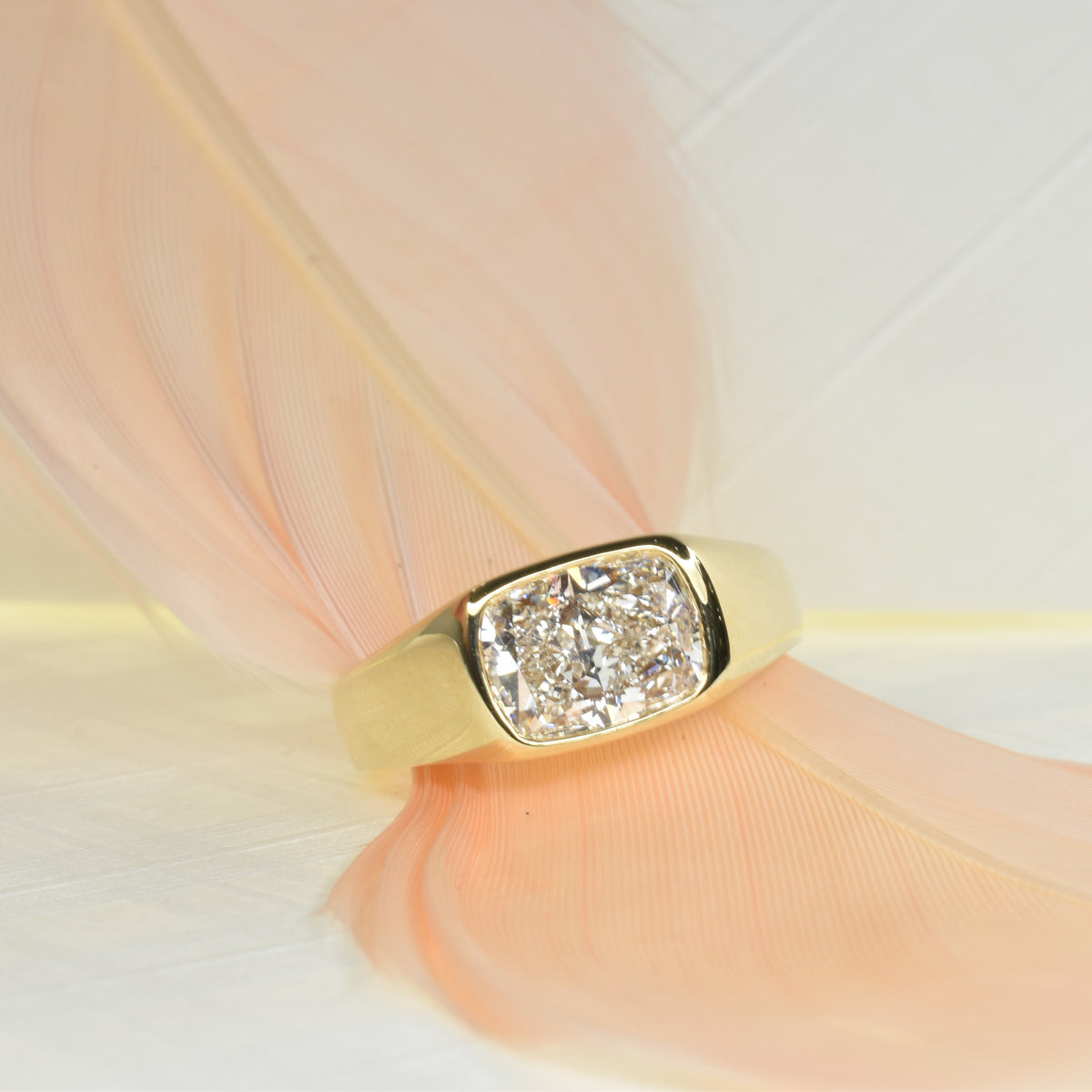 Sideways Set Cushion Diamond Engagement Ring