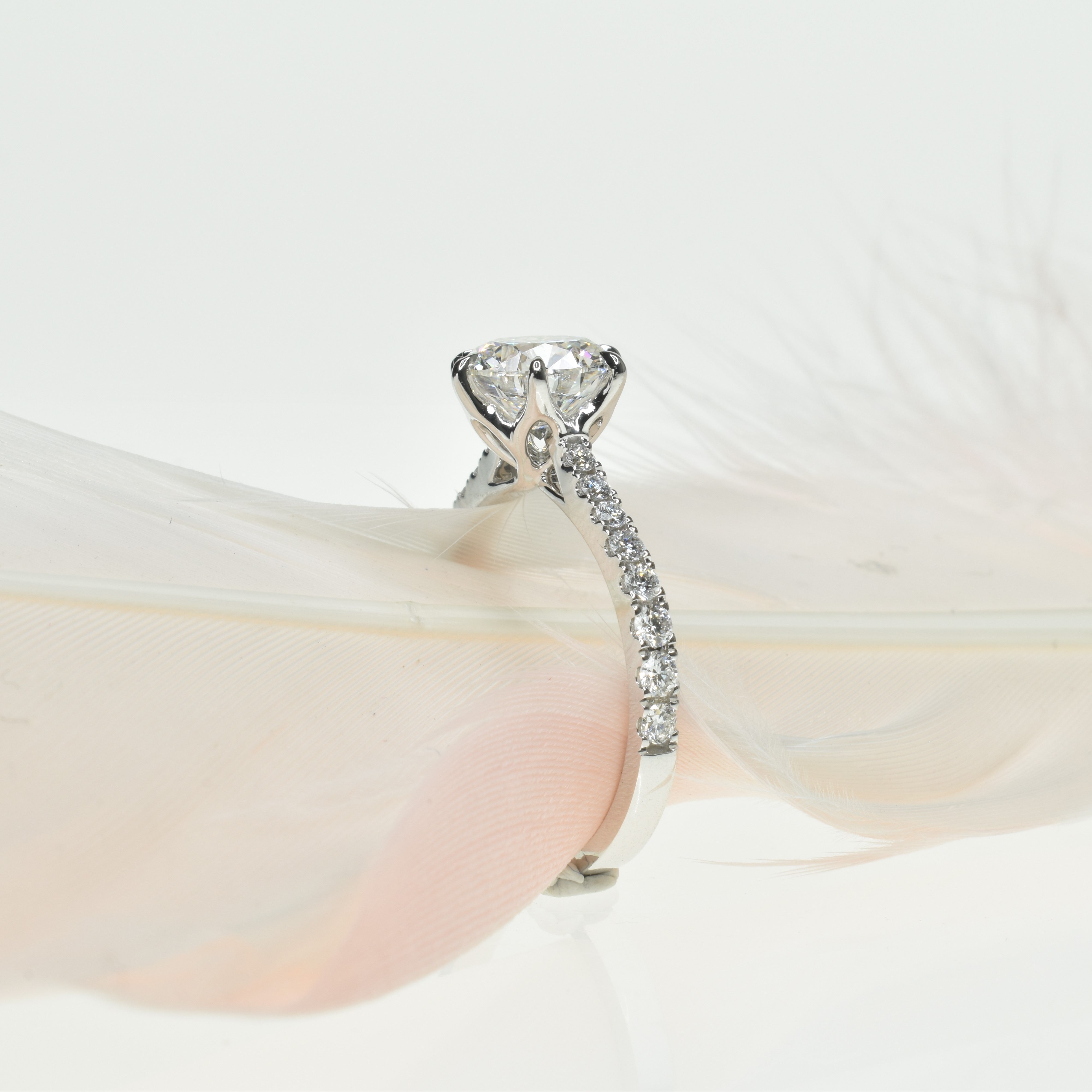 Round Diamond Ring with Floral Basket
