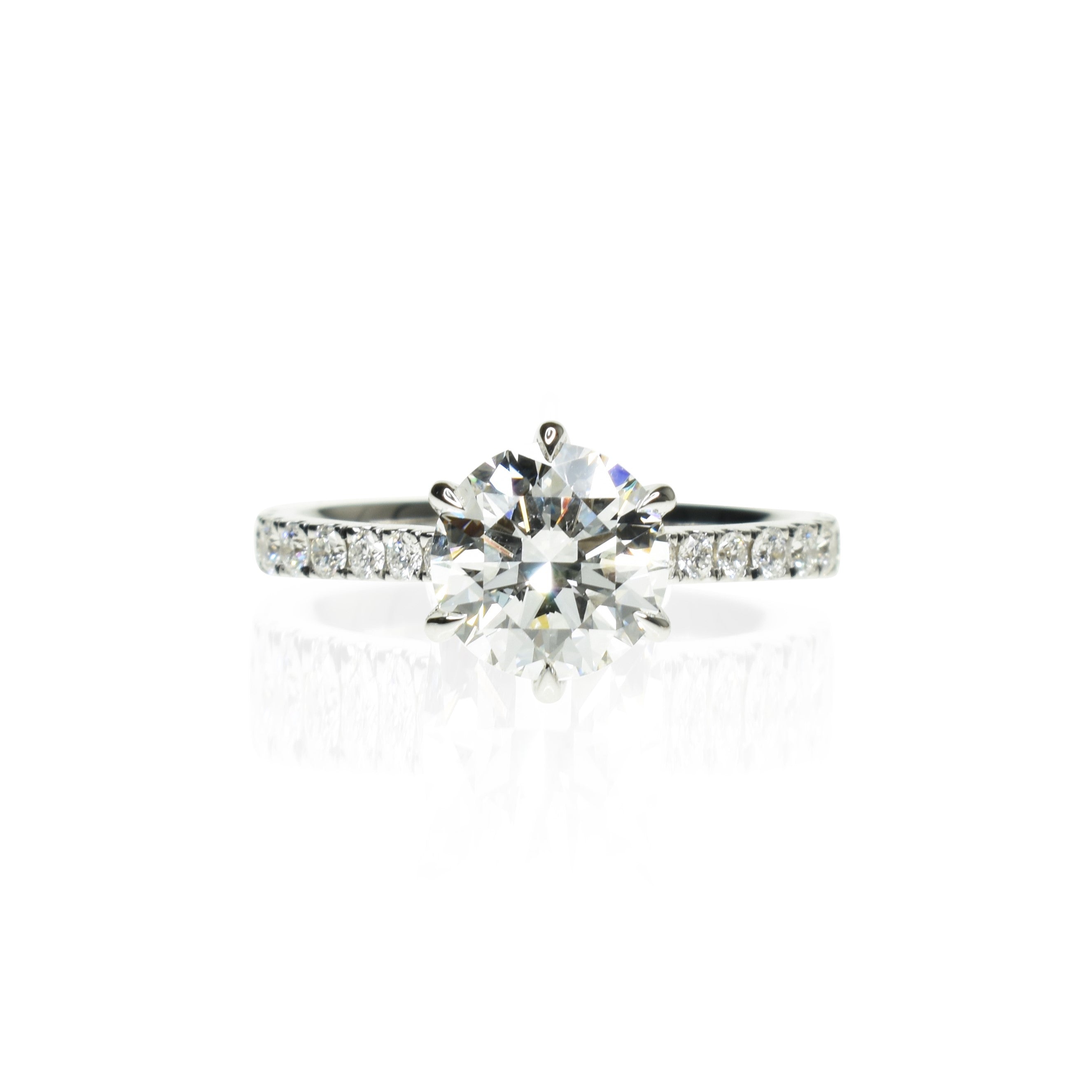 Round Diamond Ring with Floral Basket