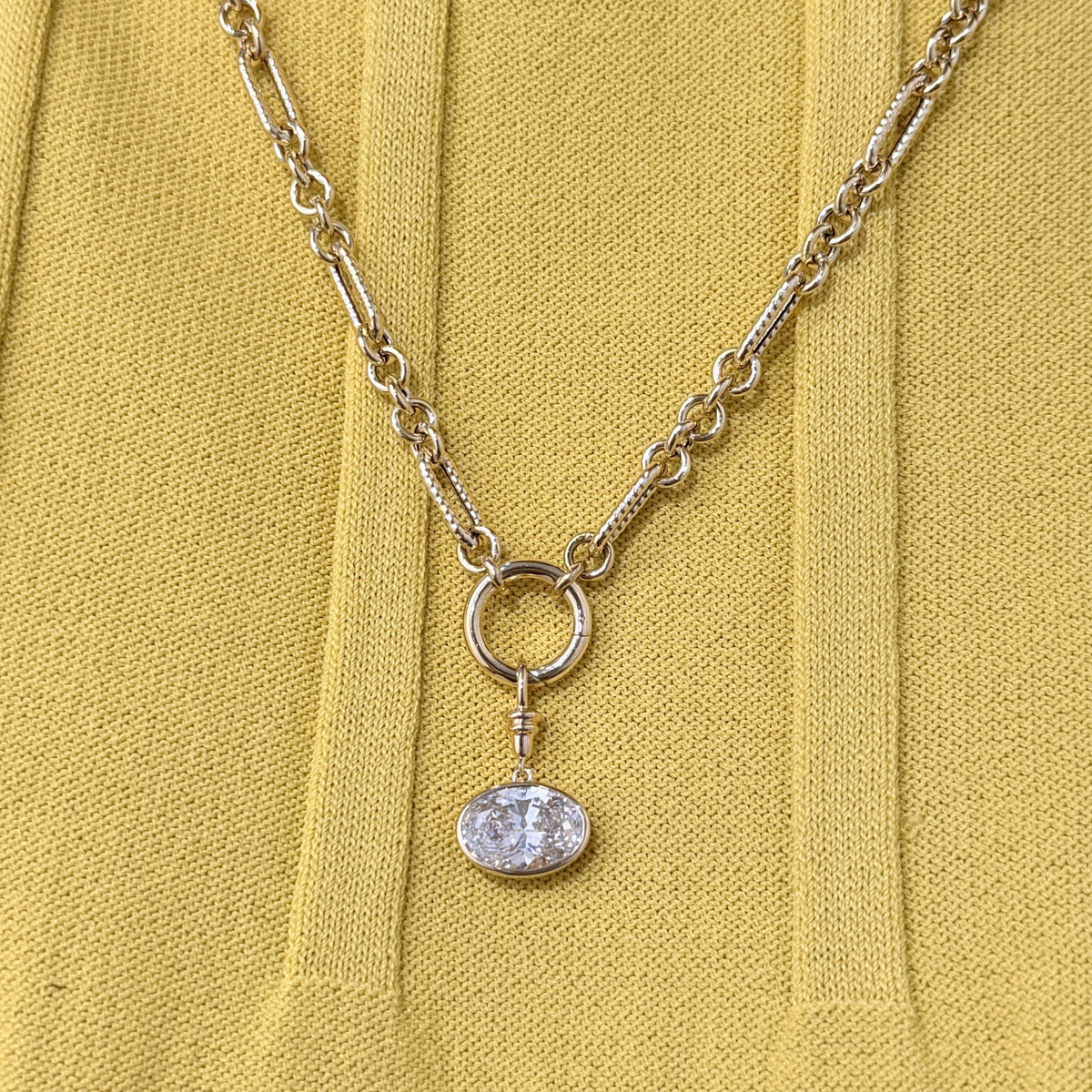 Lab Grown Diamond  Oval Pendant with Chain Necklace