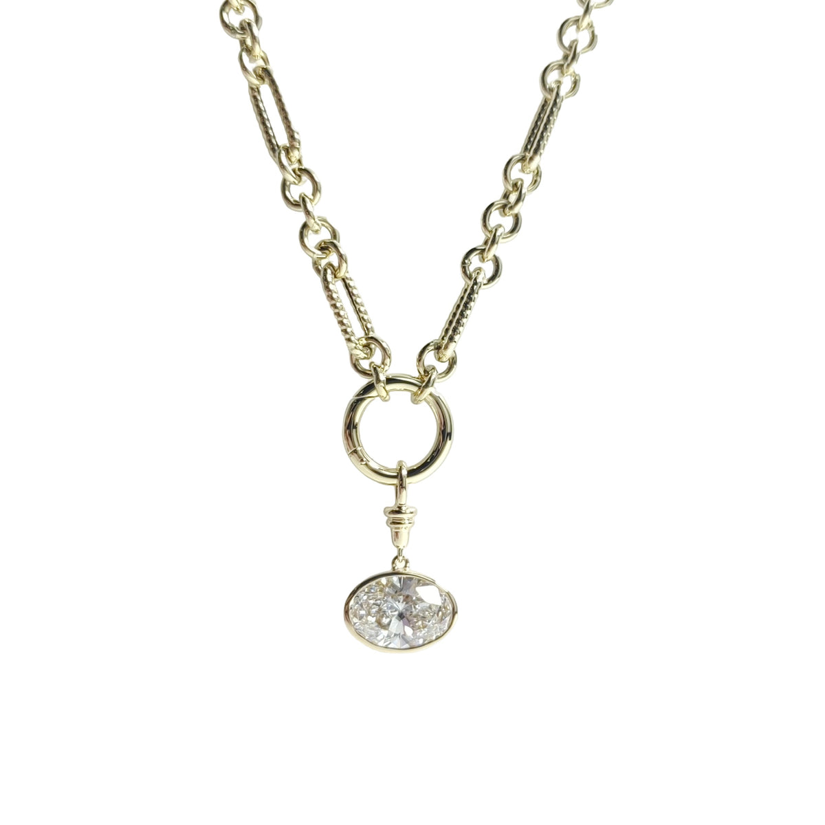 Lab Grown Diamond  Oval Pendant with Chain Necklace