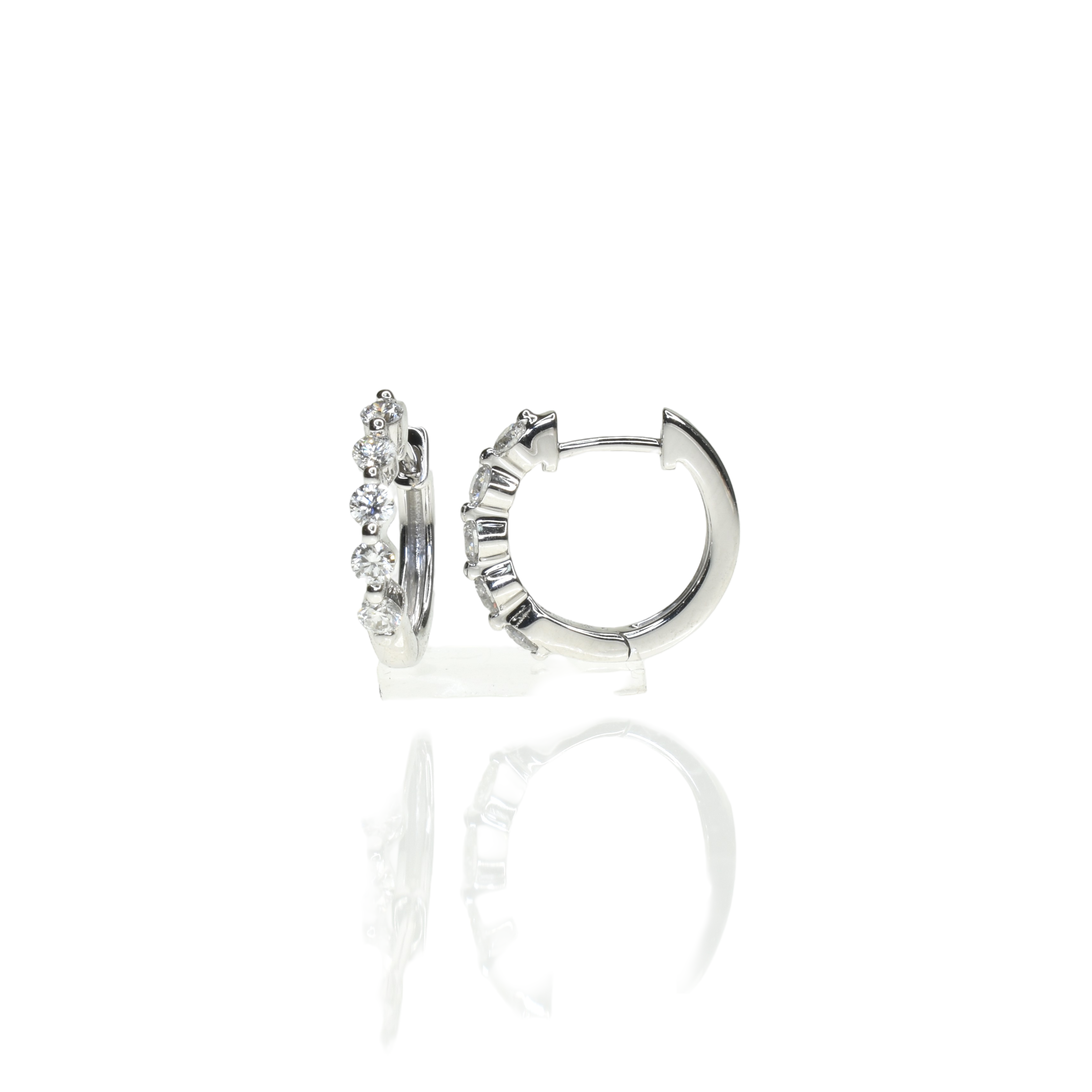 Small Shared Prong Diamond Hoops