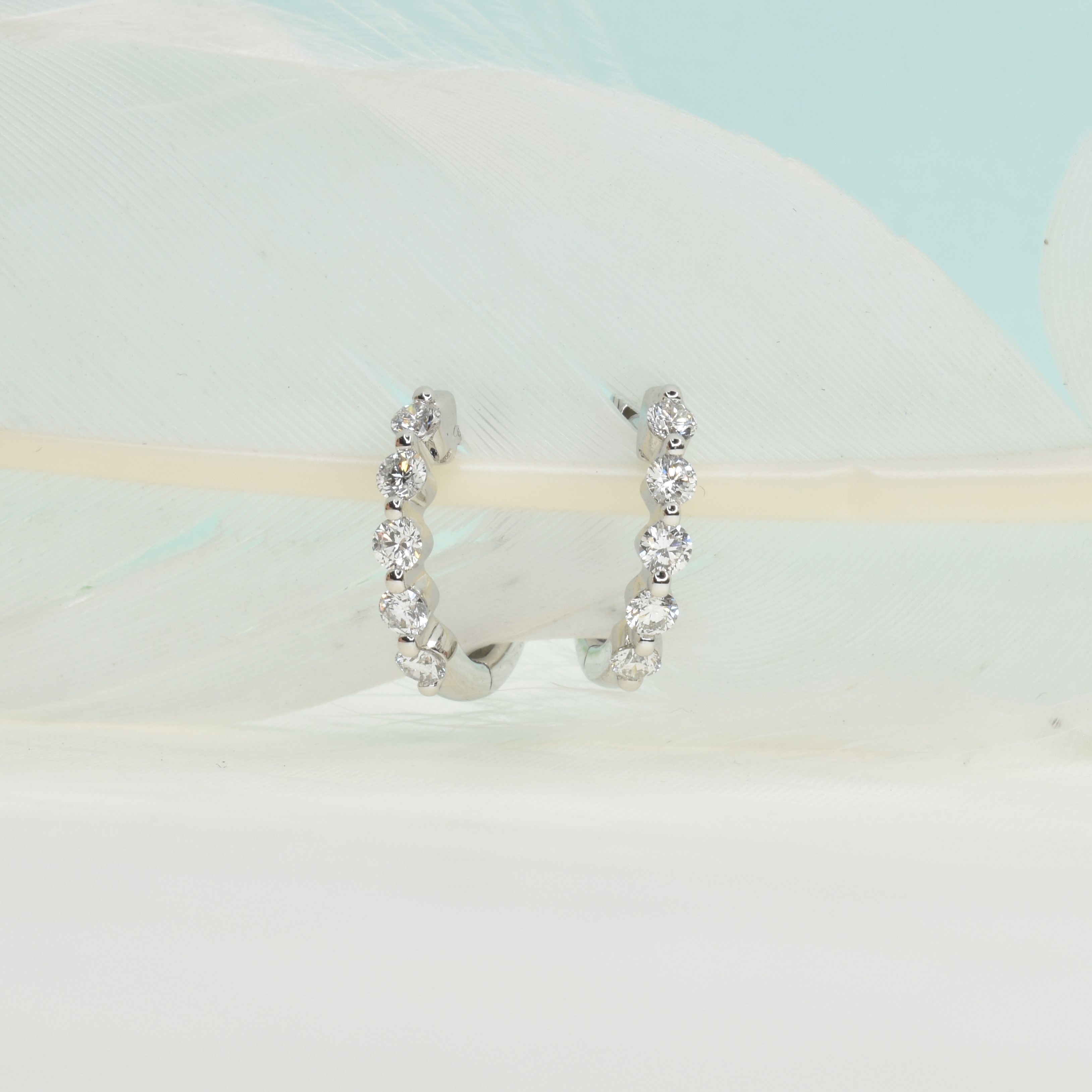 Small Shared Prong Diamond Hoops