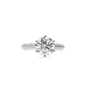 Round Diamond Ring with Knife Edge Pavé Diamond Band