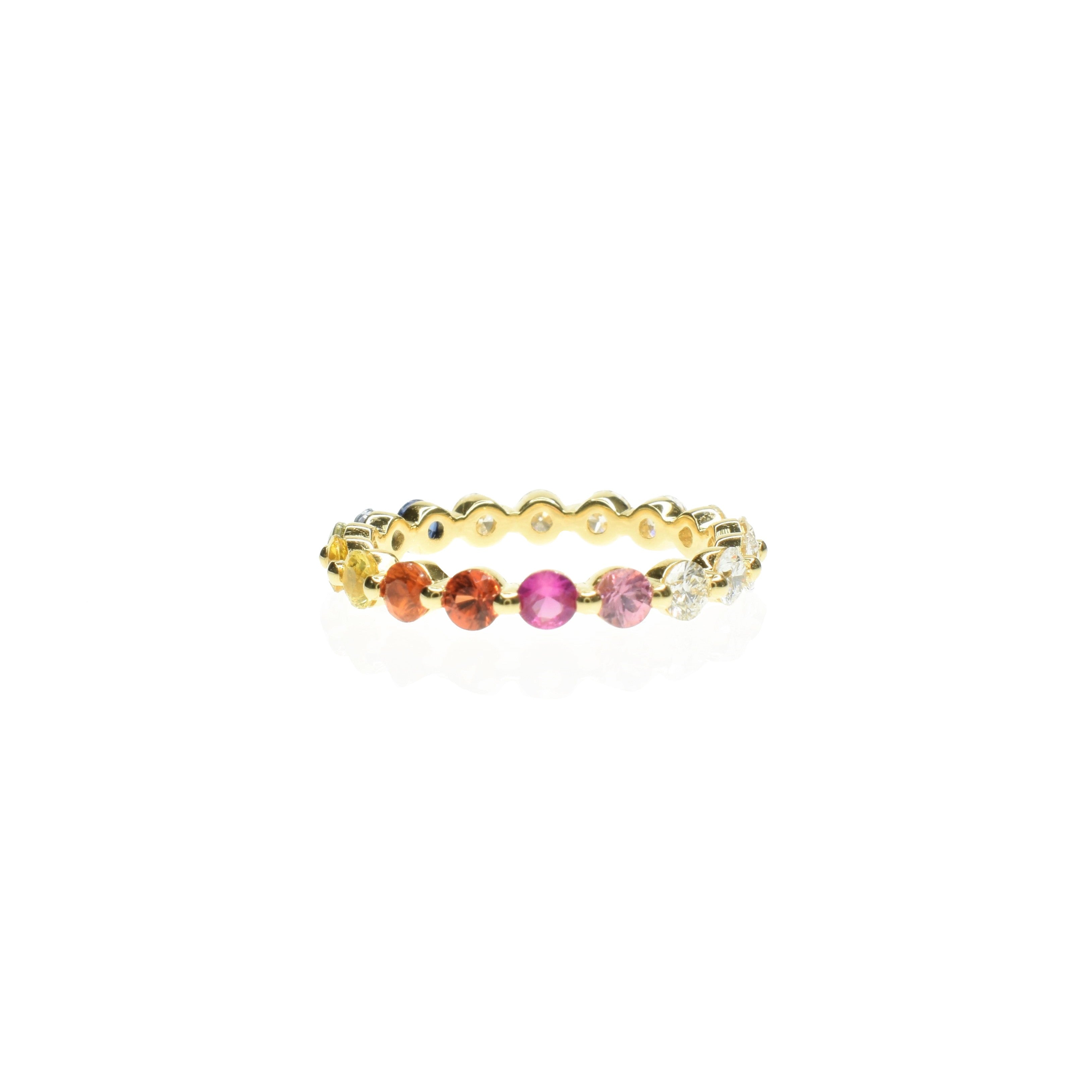 Half Rainbow Sapphire and Half Diamond Eternity