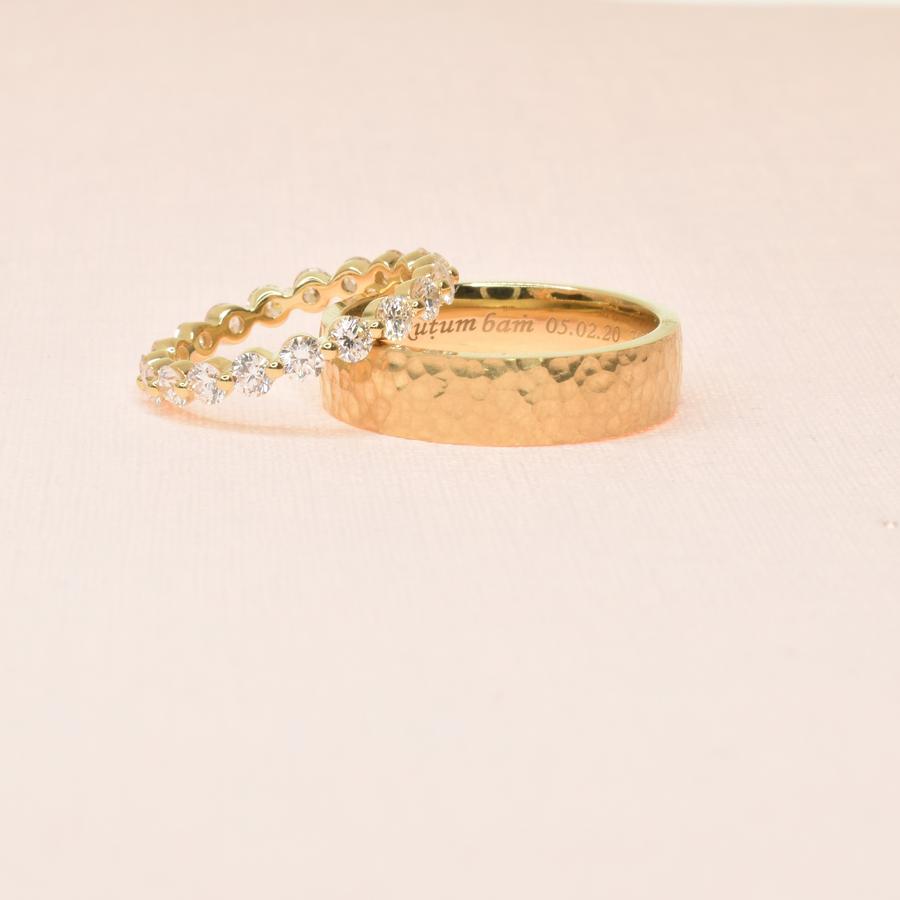 Hammered Gold Mens Band 5mm Wide