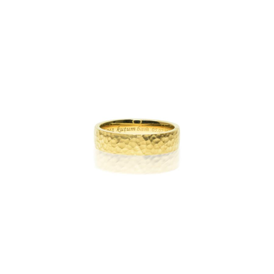 Hammered Gold Mens Band 5mm Wide