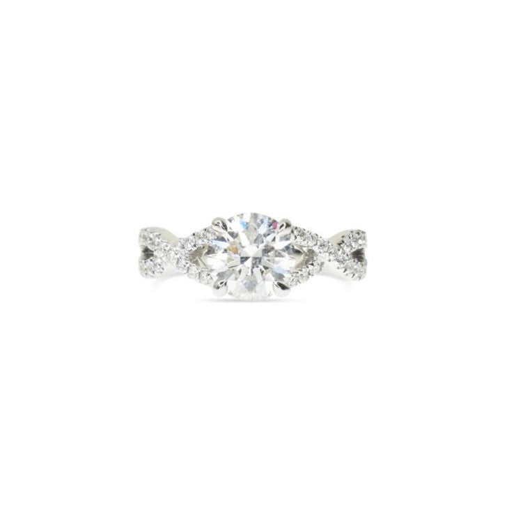 Twisted Band Round Diamond Ring
