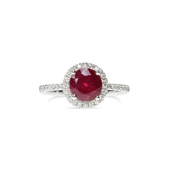 Ruby Ring with a Diamond Halo
