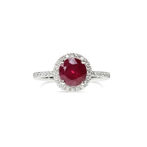 Ruby Ring with a Diamond Halo