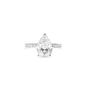 2ct Pear Shaped Diamond Ring with Diamond Band