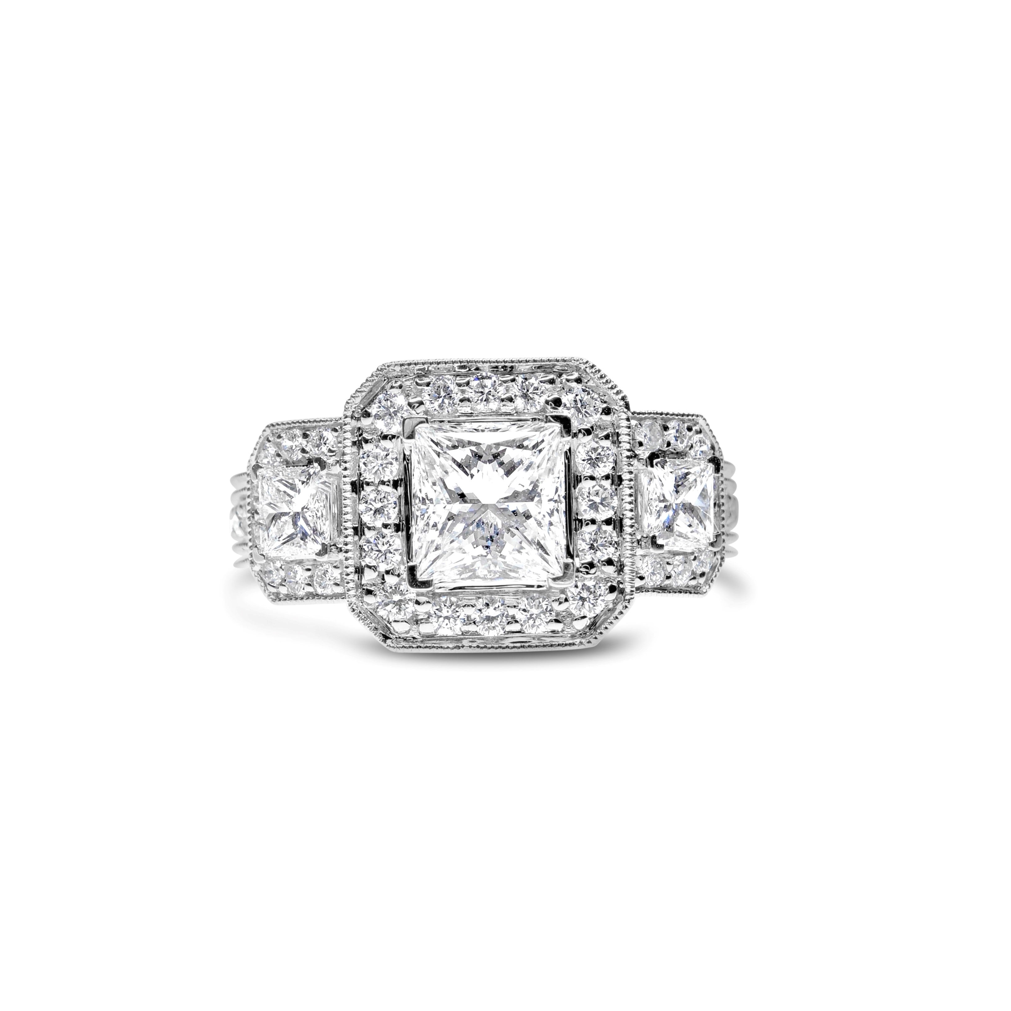 Vintage Style Princess Cut Trilogy Ring