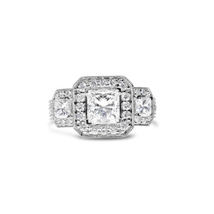 Vintage Style Princess Cut Trilogy Ring