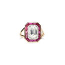 Emerald Cut Diamond with Rubies Ring