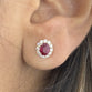 Burmese Ruby and Diamond Halo Earrings