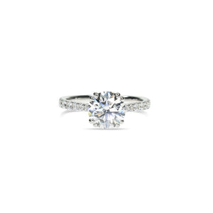 Round Diamond Ring with Pave Diamond Band